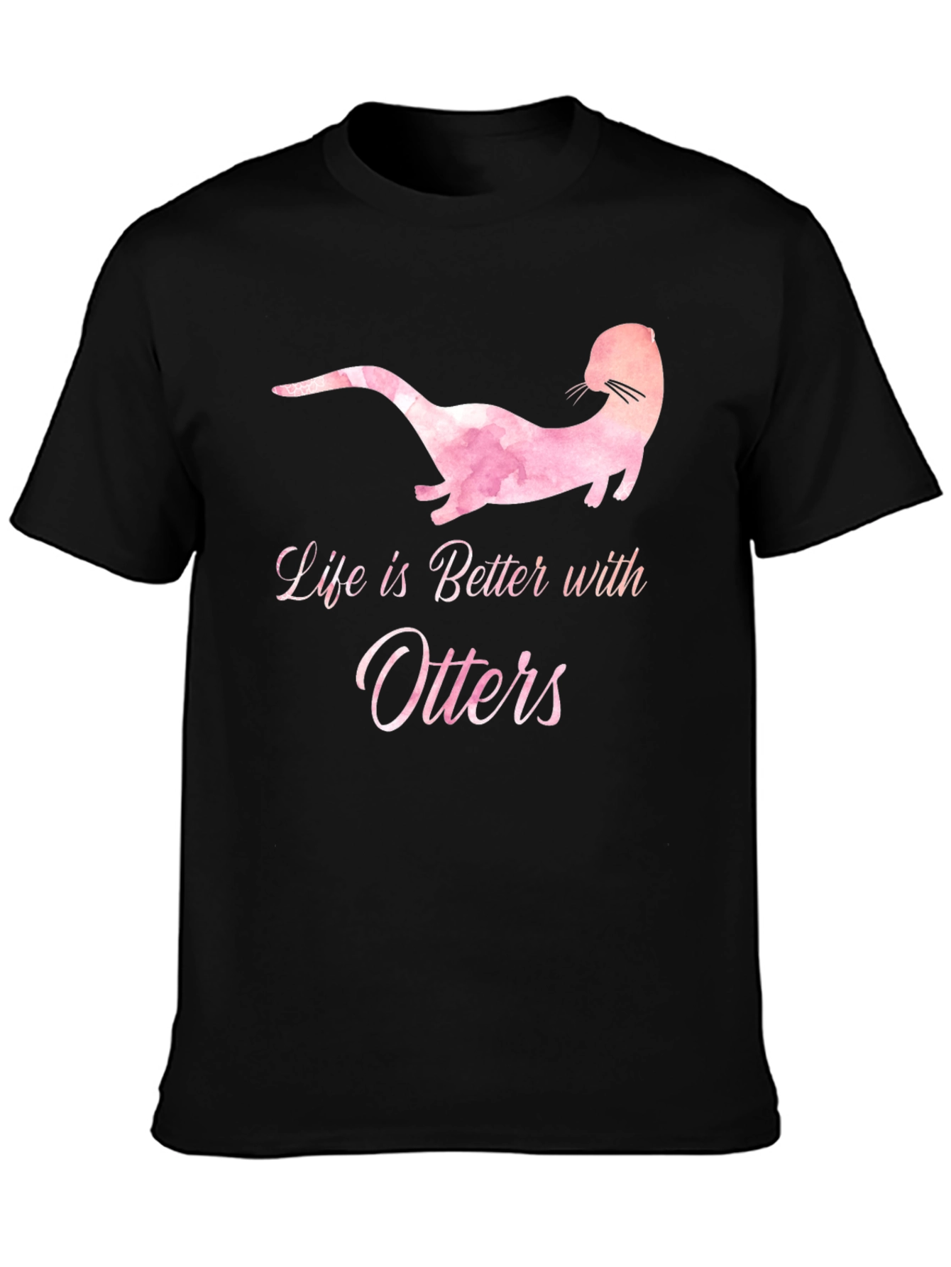 Black Life is Better with Otters Black Graphic Tee view 3