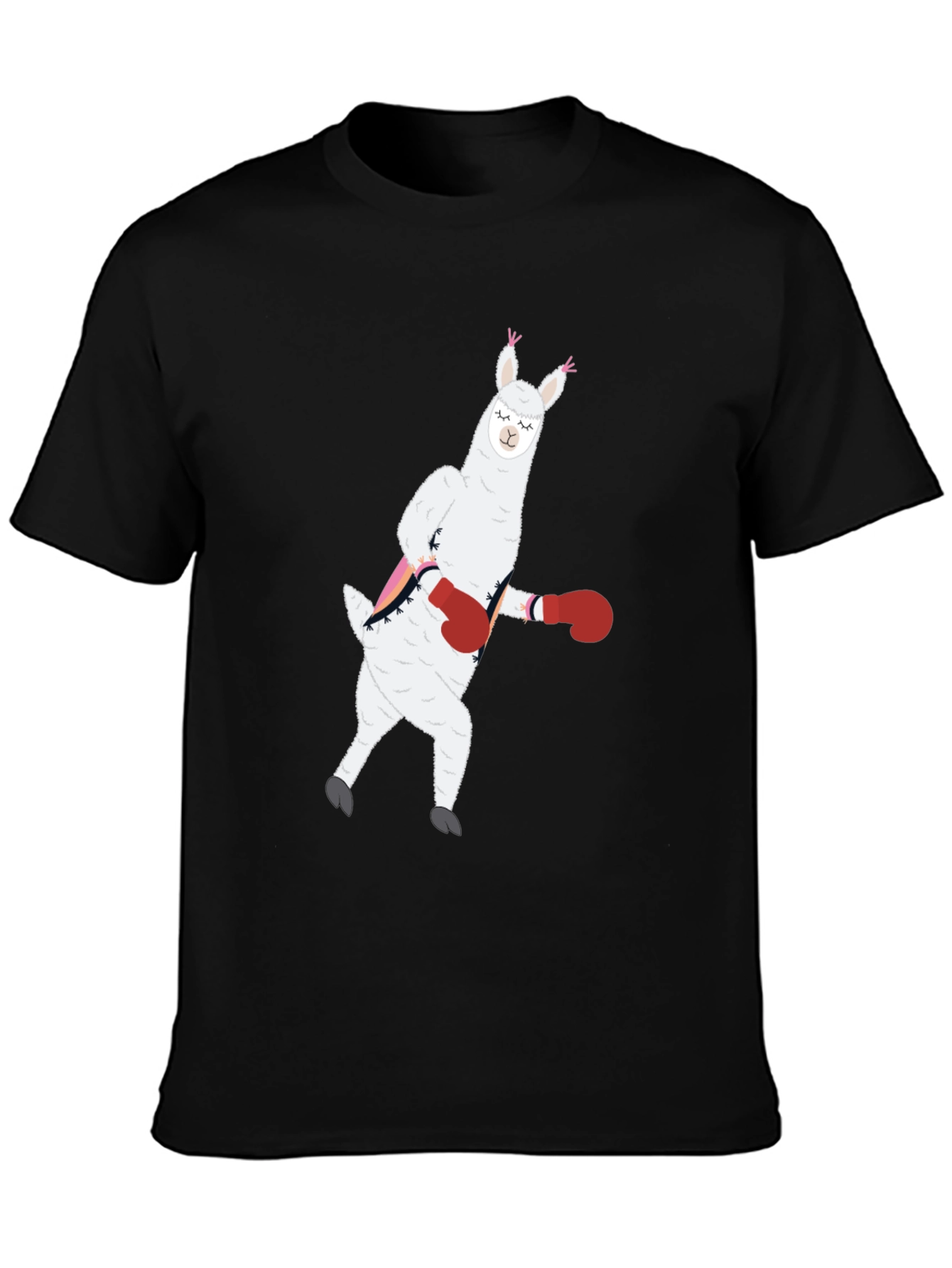 Black Llama Boxing Funny Graphic Tee view 3