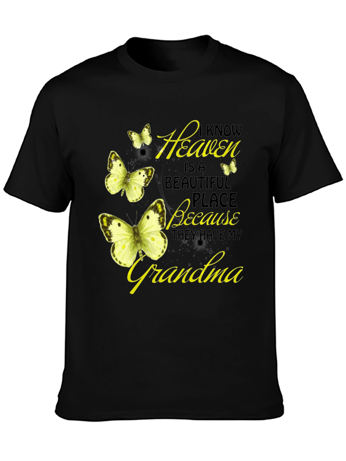Black Heavenly Grandma Butterfly T-Shirt - Black view 3