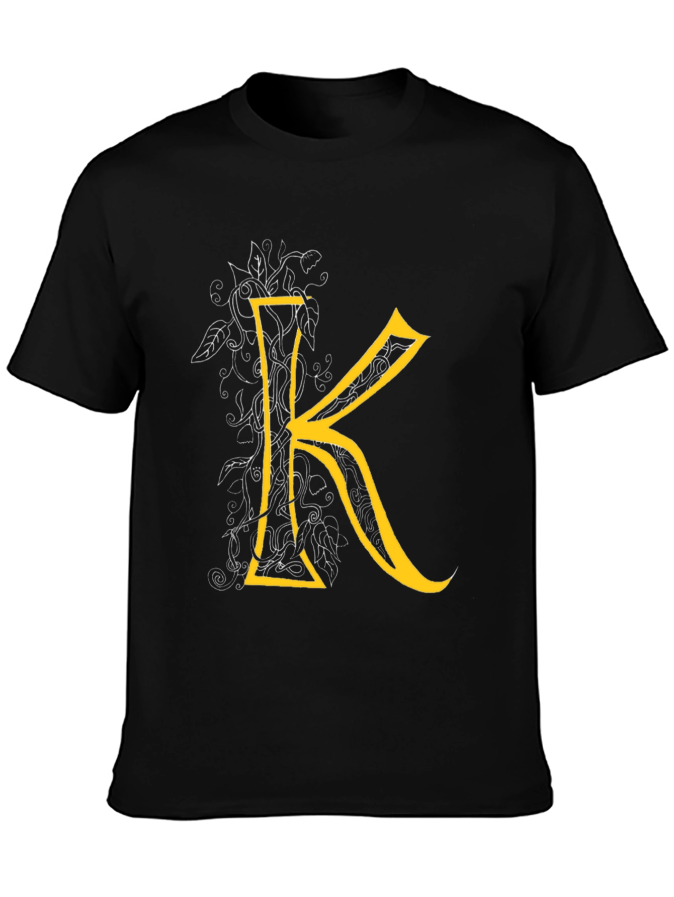 Black Letter K Graphic Tee - Black Cotton Blend view 3