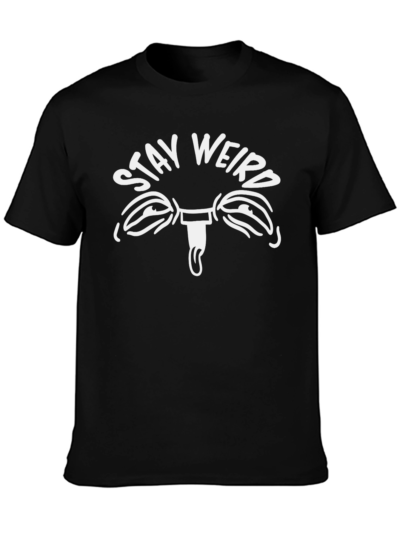 Black Stay Weird Graphic Tee - Unisex Black T-Shirt view 3