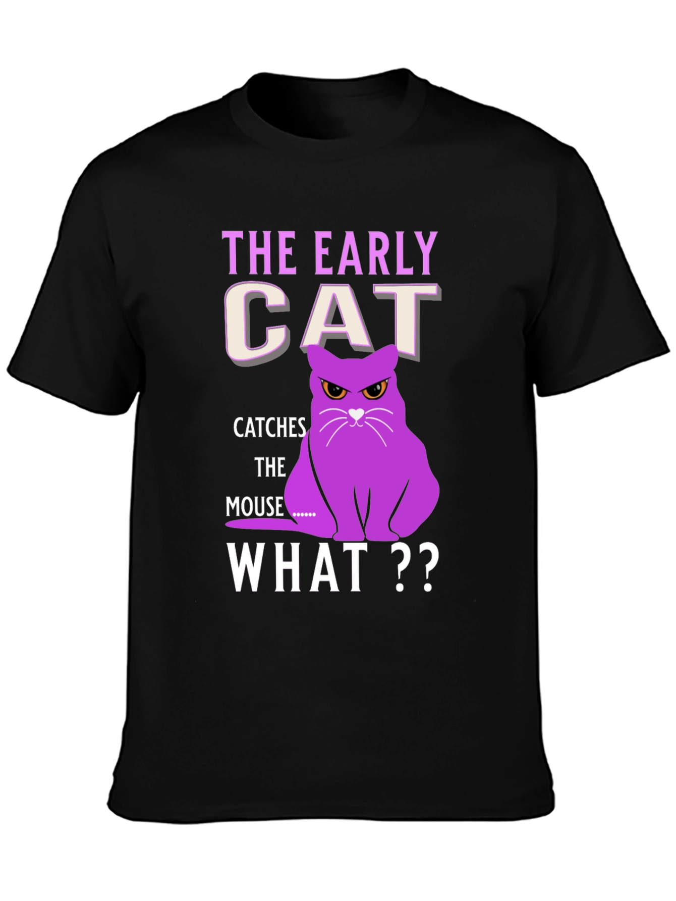 Black Early Cat T-Shirt - Funny Cat Lover Tee view 3