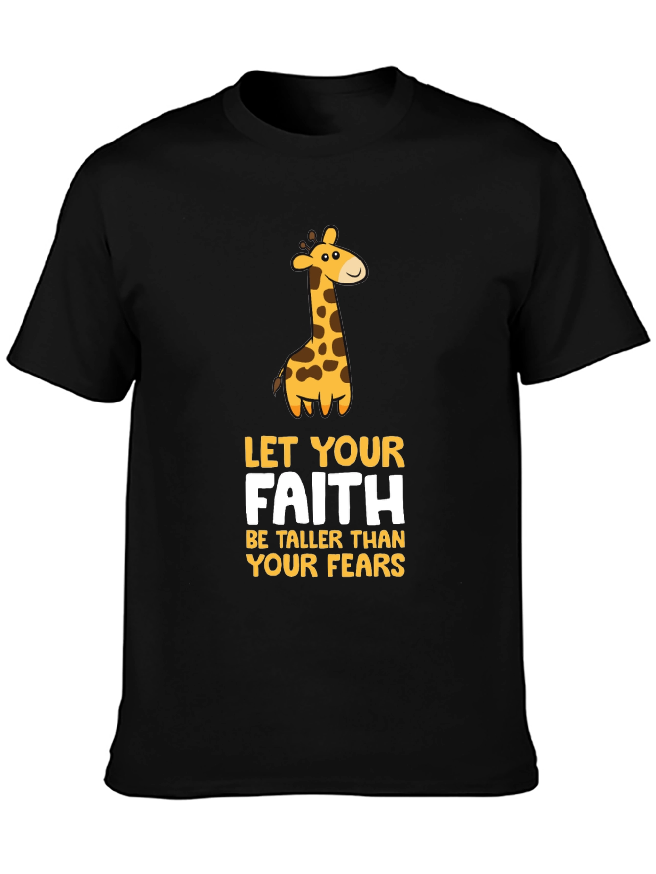 Black Faith Giraffe Graphic Tee - Unisex Black T-Shirt view 3