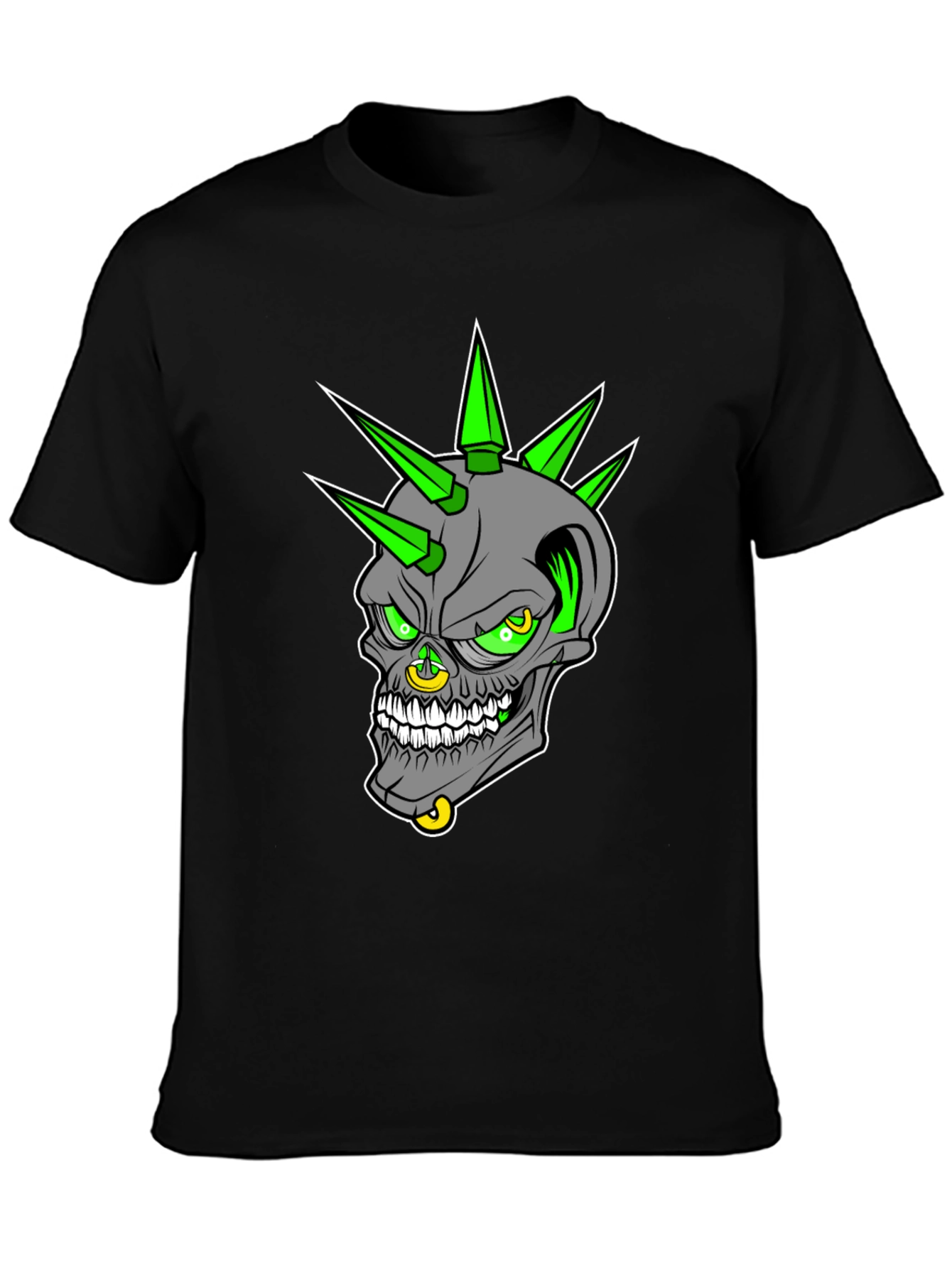 Black Edgy Skull Graphic T-Shirt - Punk Rock Style view 3