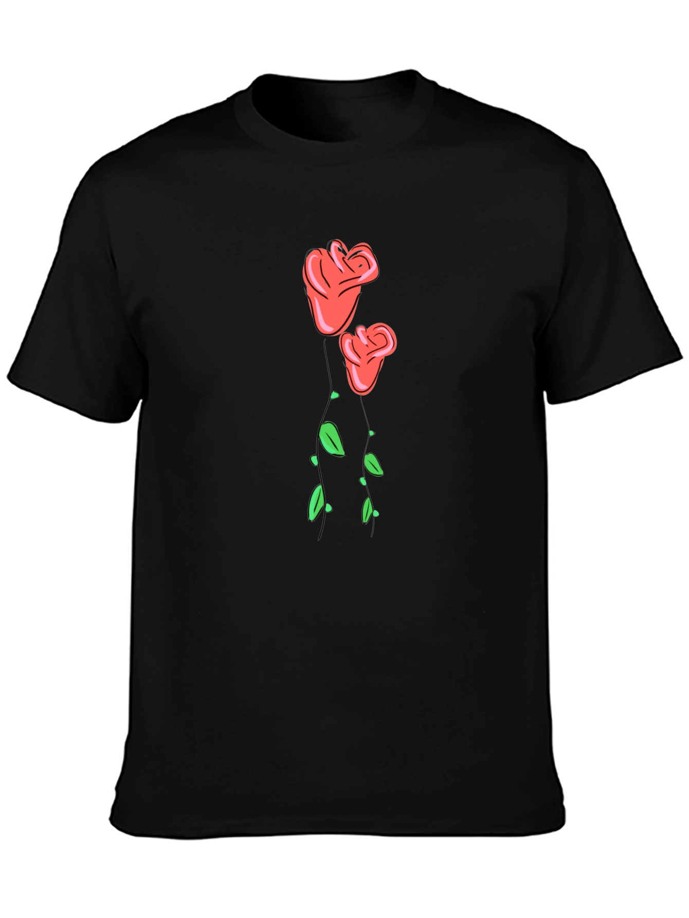 Black Men's Black Rose Graphic T-Shirt view 3