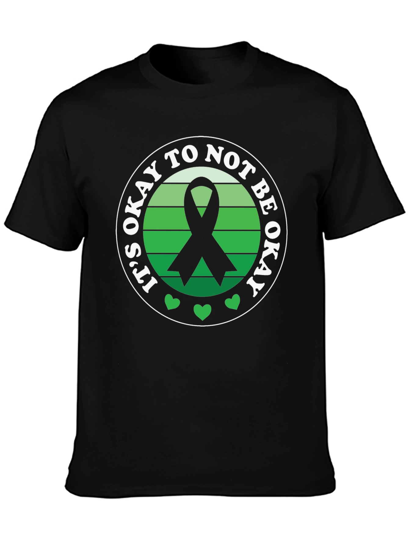 Black It's Okay To Not Be Okay Awareness Ribbon T-Shirt view 3