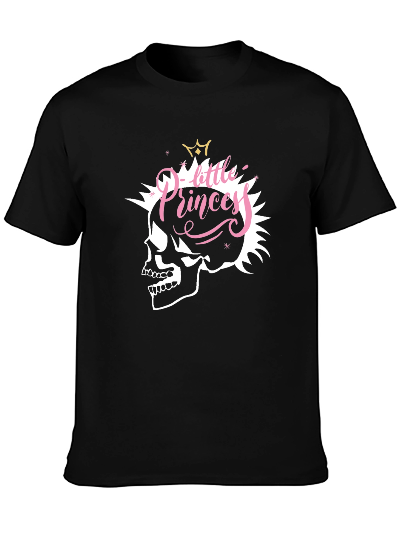 Black Skull Little Princess Black T-Shirt - Edgy Fashion view 3
