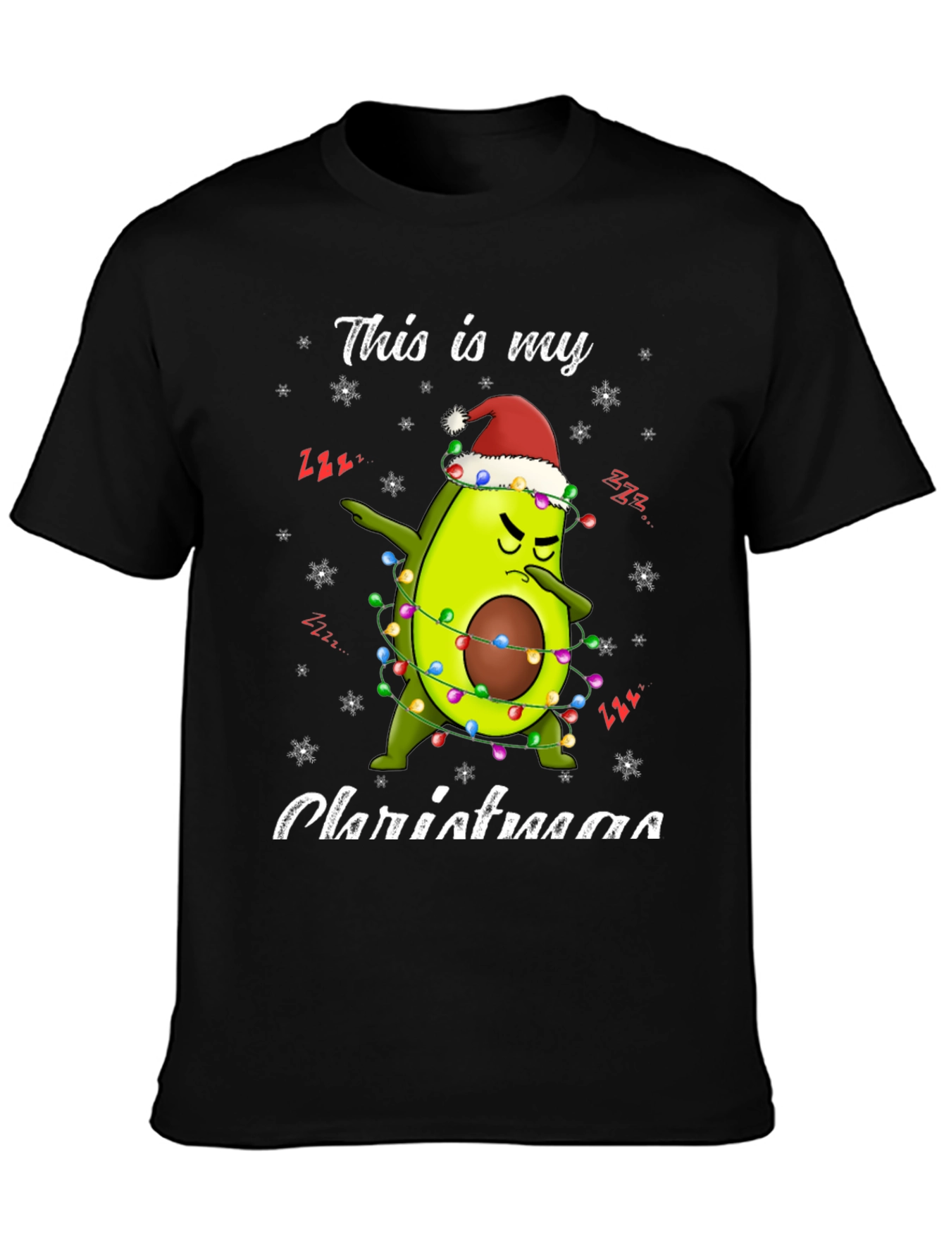 Black Funny Avocado Christmas T-Shirt  view 3