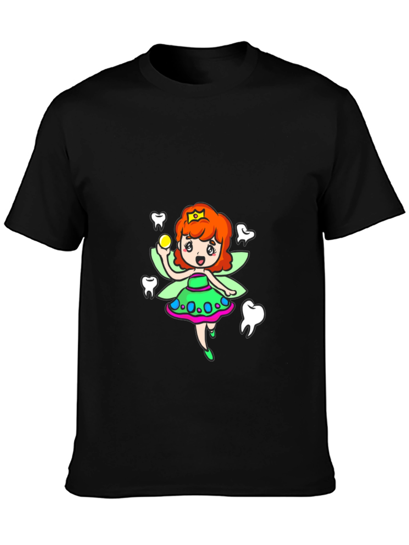 Black Tooth Fairy Cartoon Graphic T-Shirt view 3