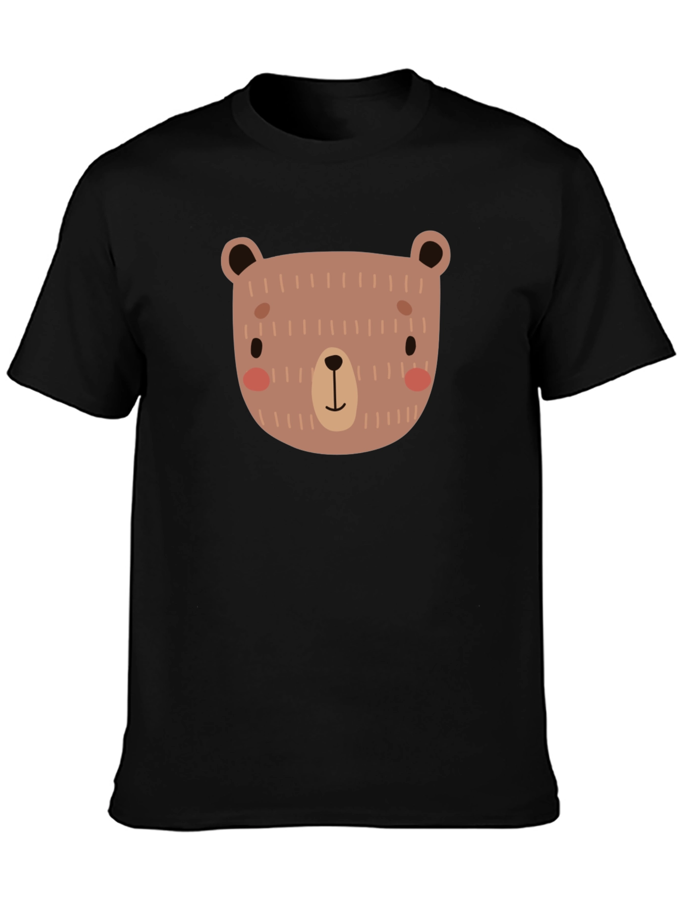 Black Cute Bear Graphic Black T-Shirt view 3