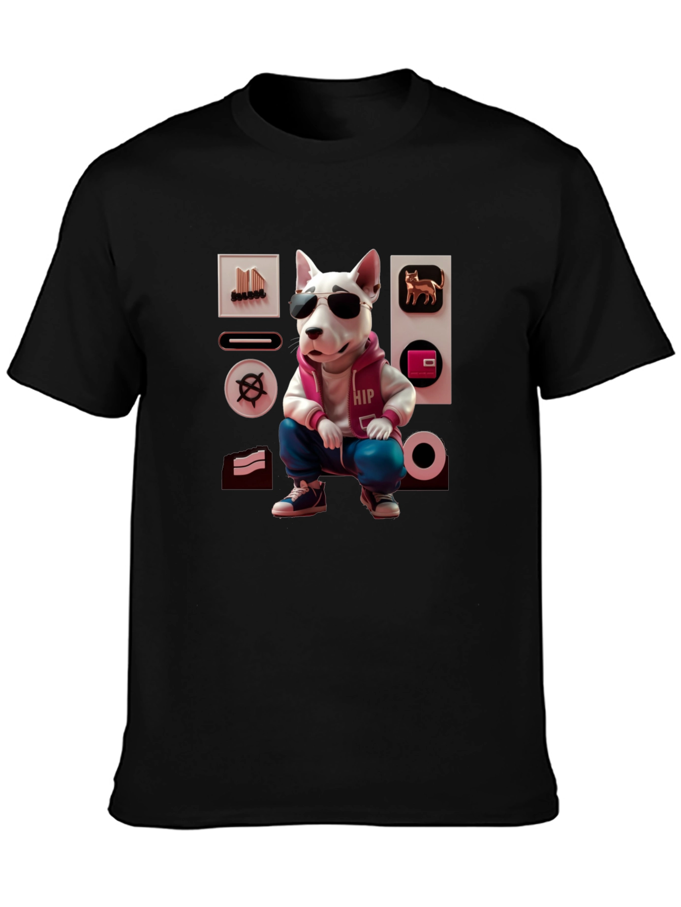 Black Cool Dog Graphic Tee - Urban Hipster Style view 3