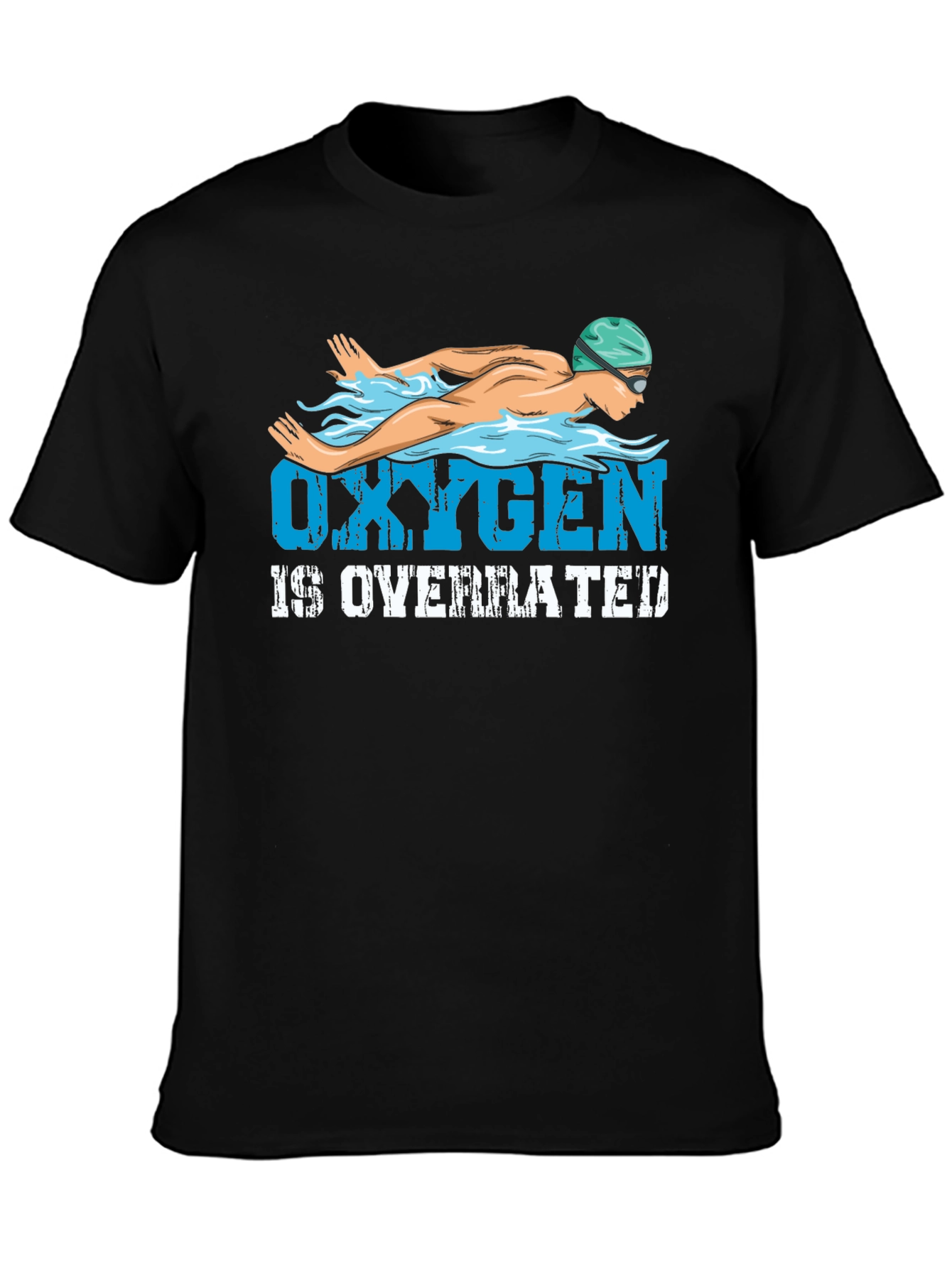 Black Oxygen is Overrated Black T-Shirt Swimmer view 3