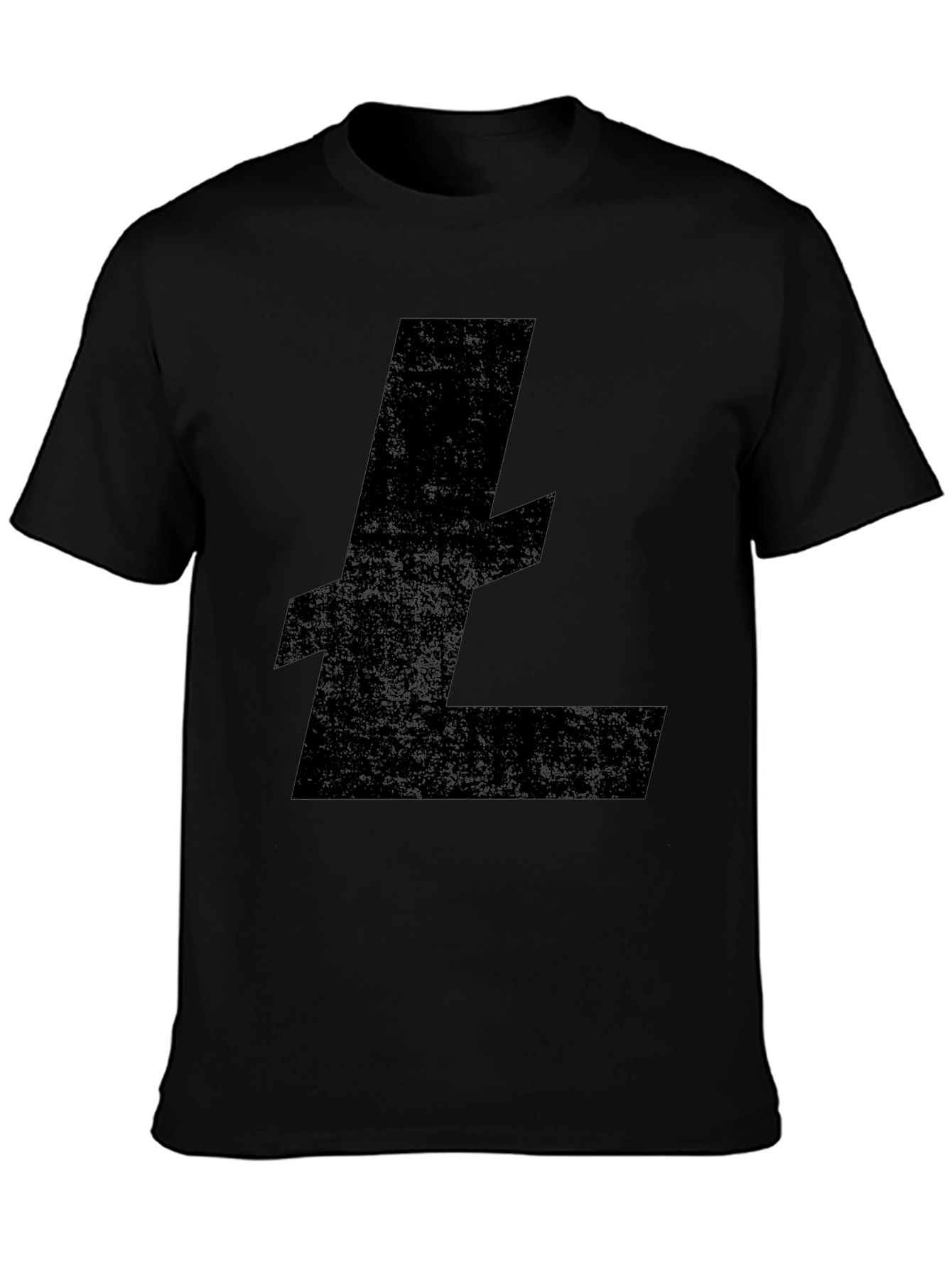 Black Litecoin Crypto Logo Black T-Shirt view 3