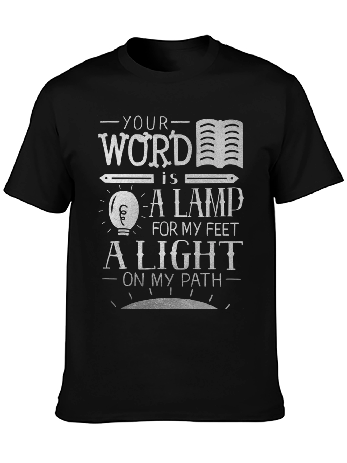 Black Faith-Inspired Graphic Tee: Your Word is a Lamp view 3