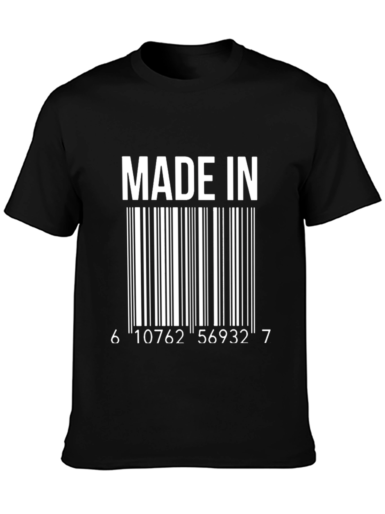 Black Made In Barcode Graphic Tee - Novelty T-Shirt view 3