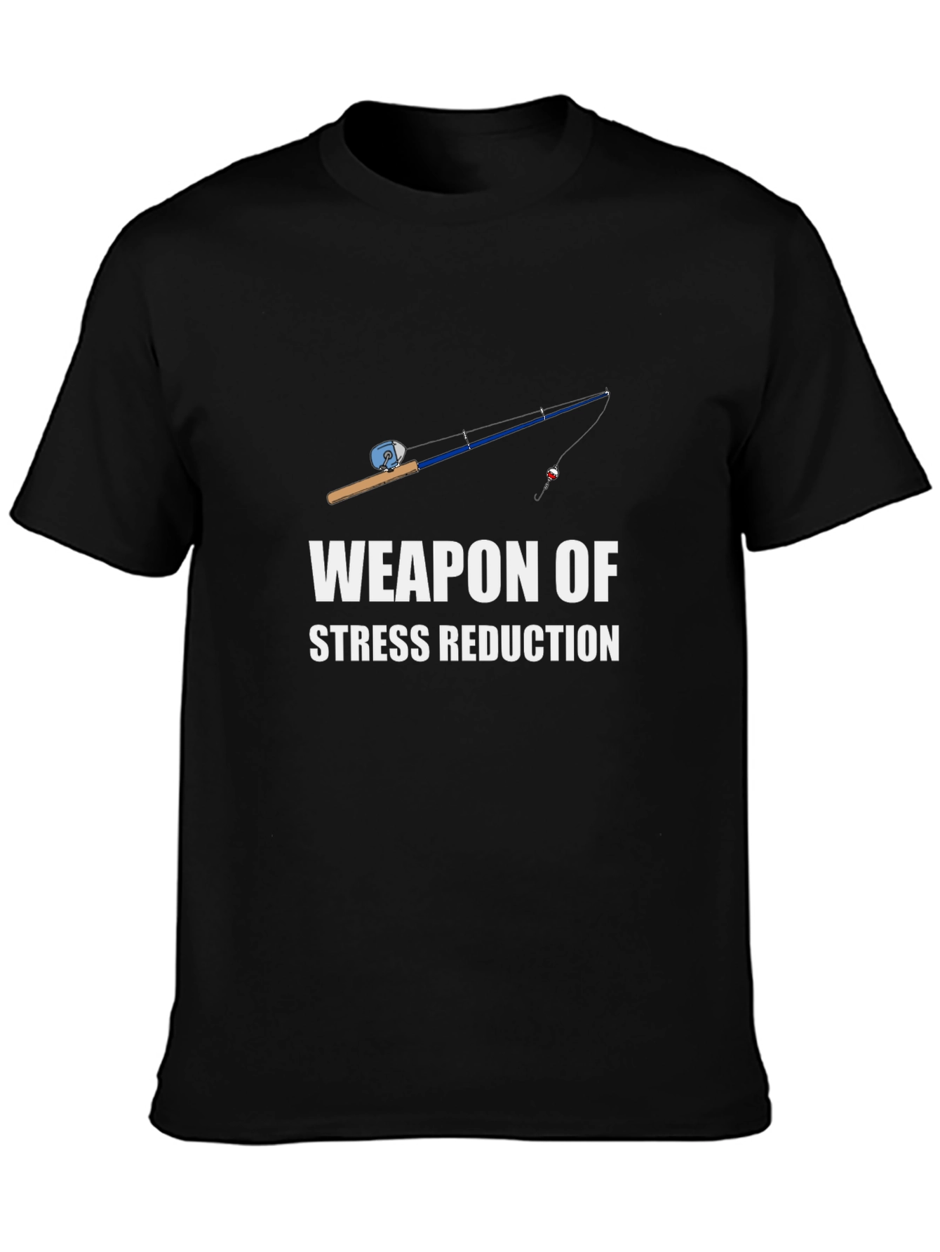 Black Fishing Rod Weapon of Stress Reduction T-Shirt view 3