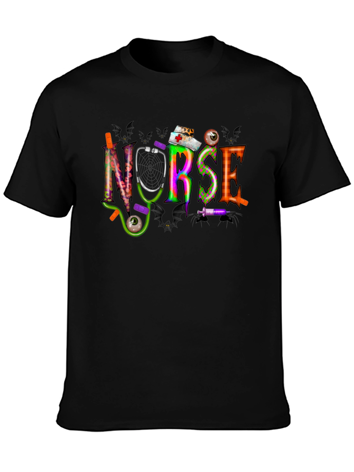 Black Halloween Nurse T-Shirt - Spooky Season Apparel view 3