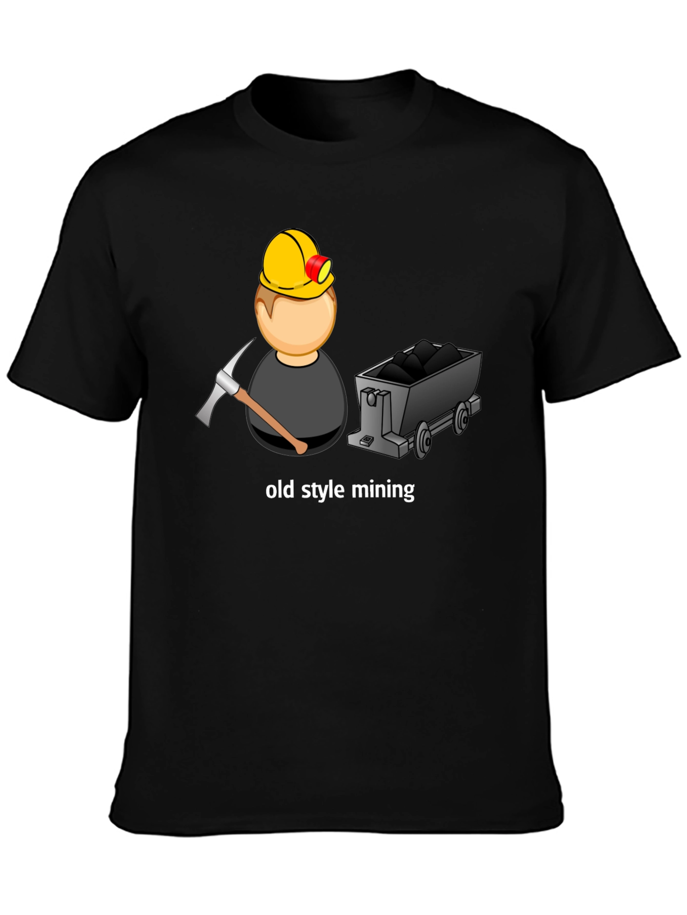 Black Mining T-Shirt: Old Style Mining Cartoon Design view 3