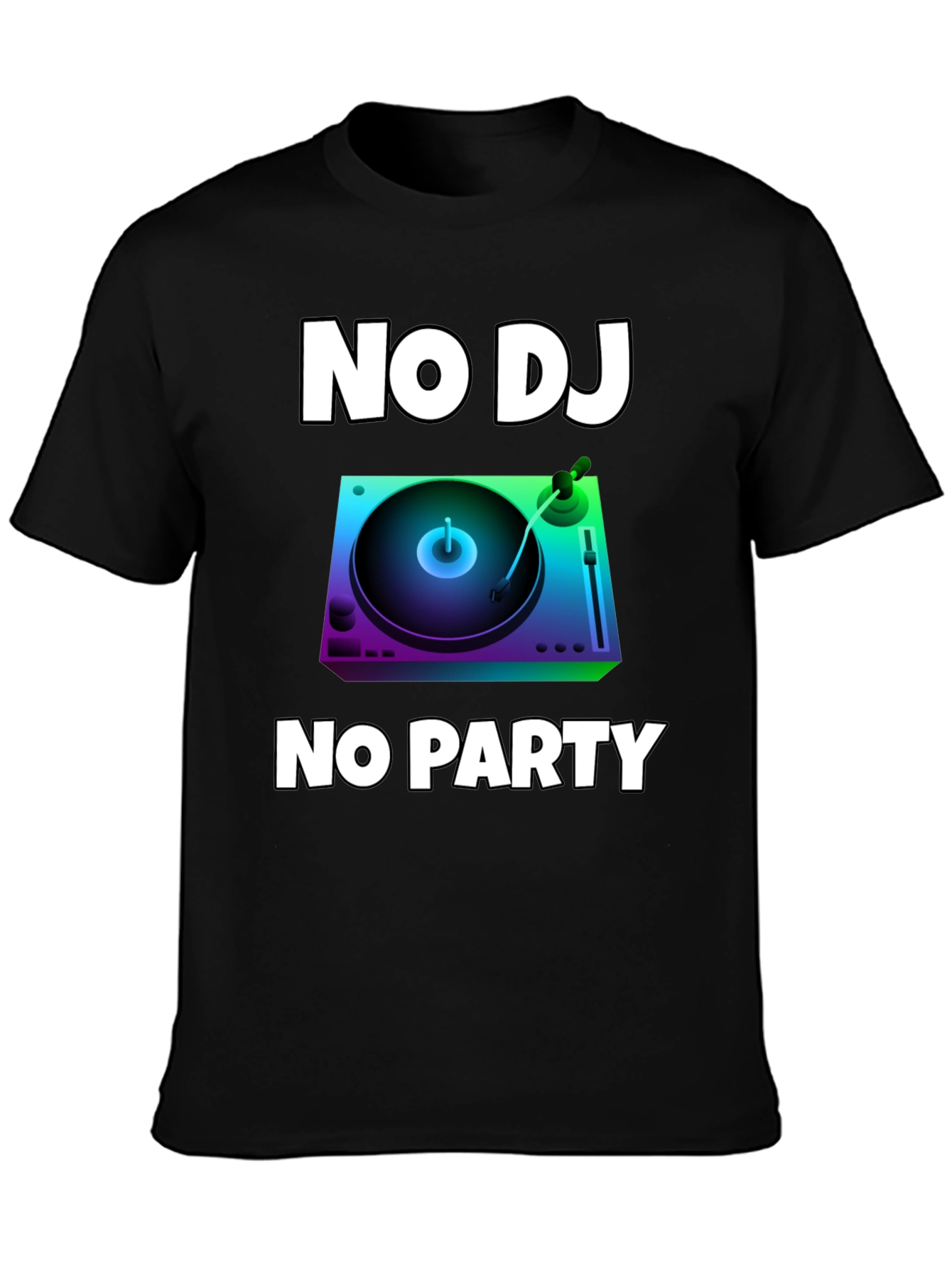 Black No DJ No Party Graphic T-Shirt view 3