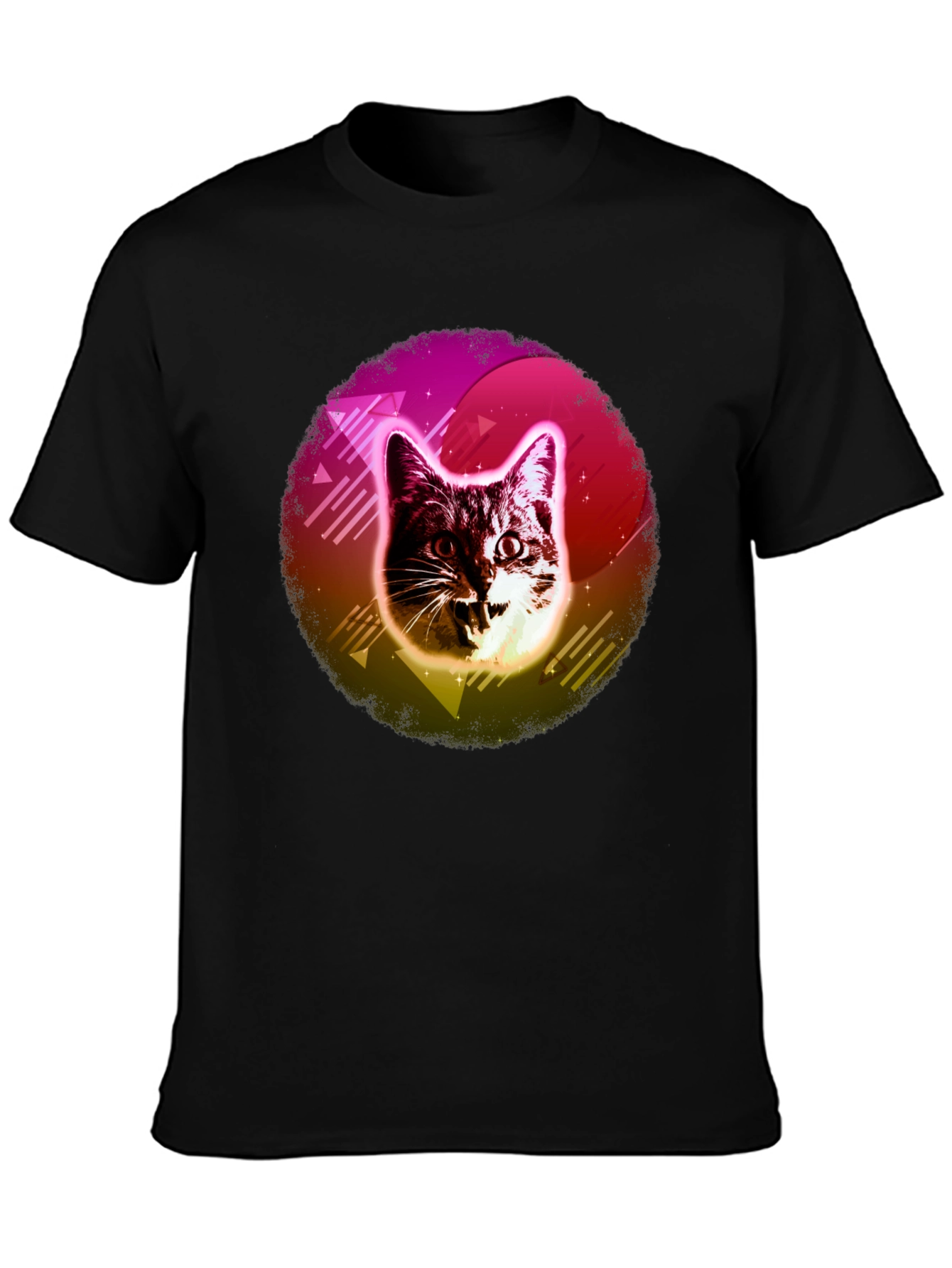 Black Retro Cat Graphic Tee - 80s Style view 3