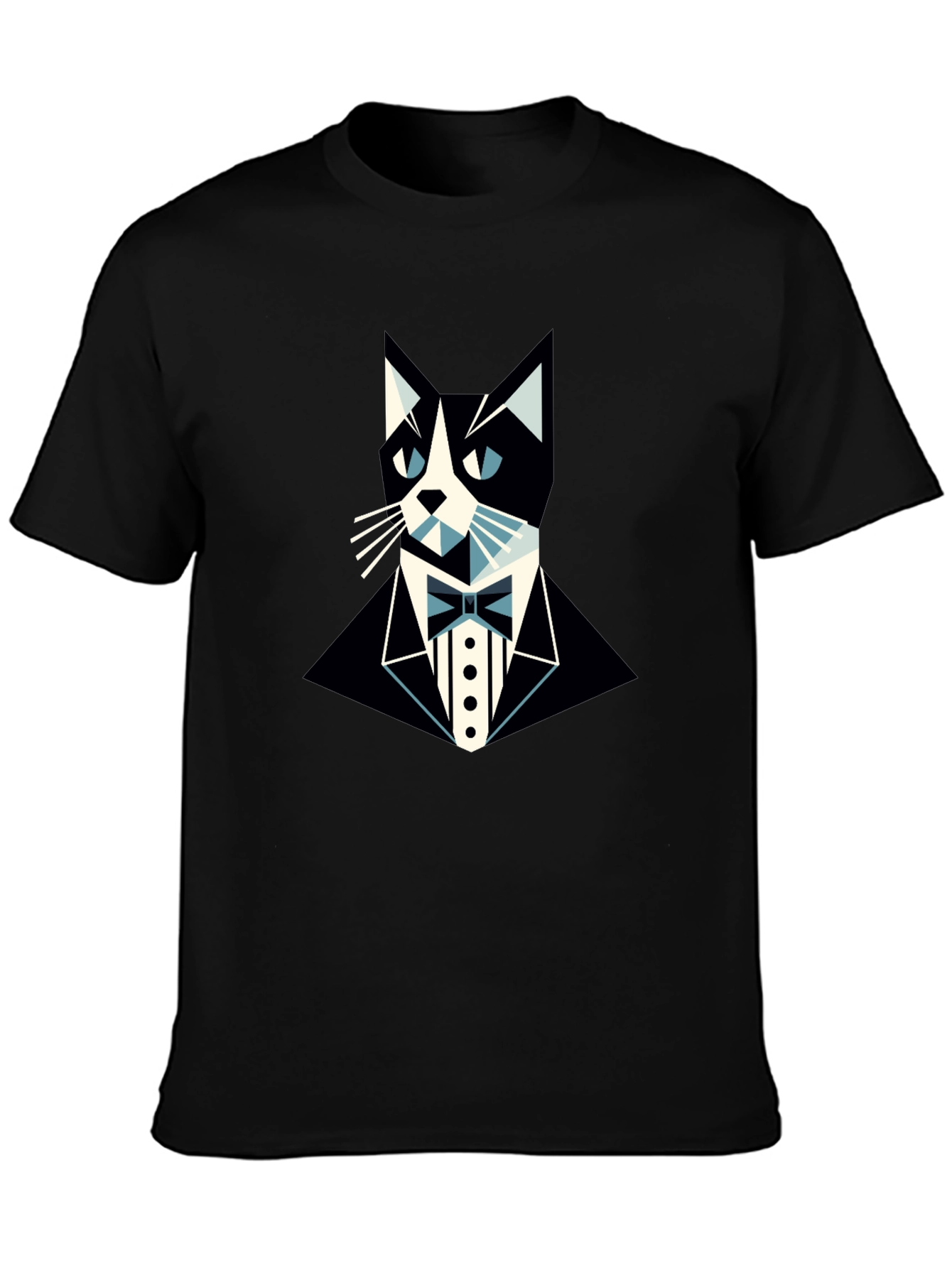 Black Tuxedo Cat Graphic Tee - Stylish & Unique Black T-Shirt view 3