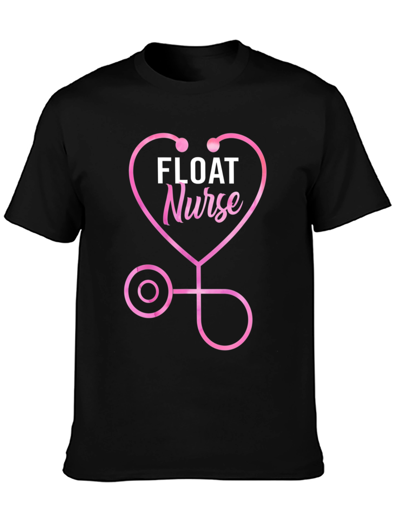 Black Float Nurse Stethoscope Heart T-Shirt view 3