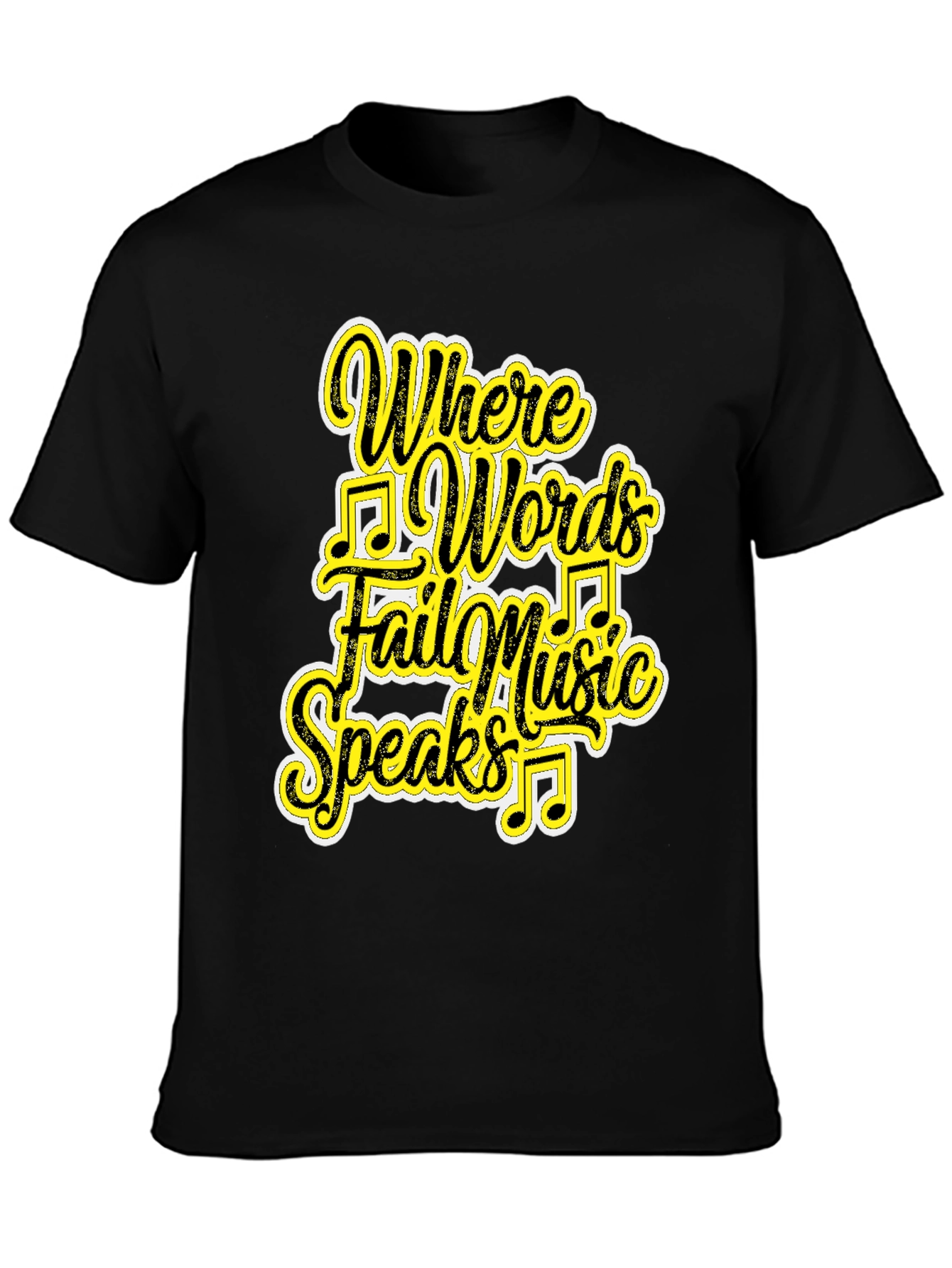 Black Music Speaks Graphic Tee - Black Cotton T-Shirt view 3