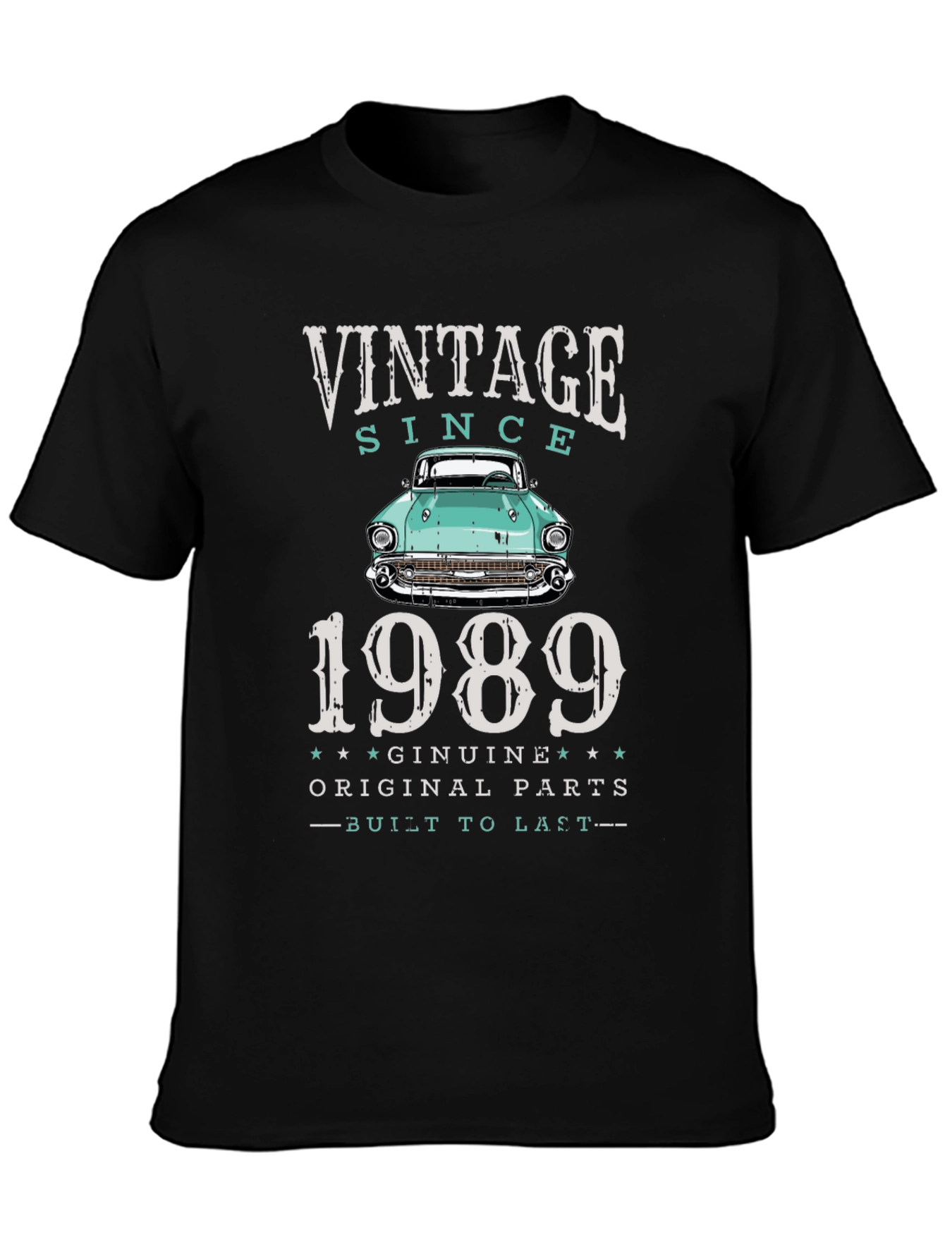 Black Vintage Since 1989 Car T-Shirt view 3