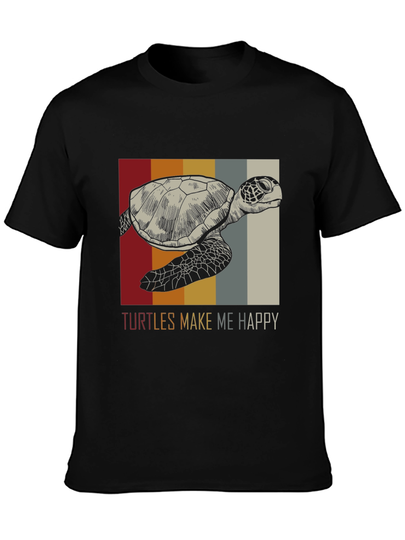 Black Turtles Make Me Happy Graphic Tee view 3