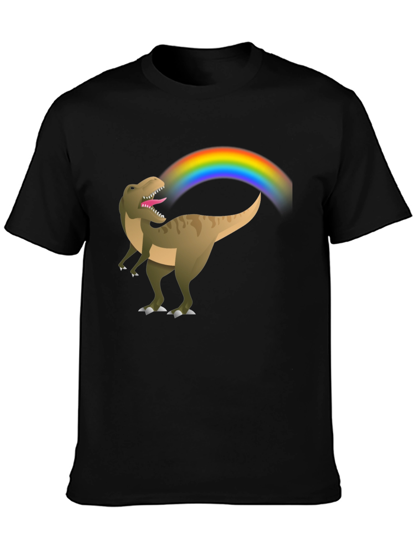 Black Rainbow Dinosaur T-Shirt - Black Cotton Tee view 3
