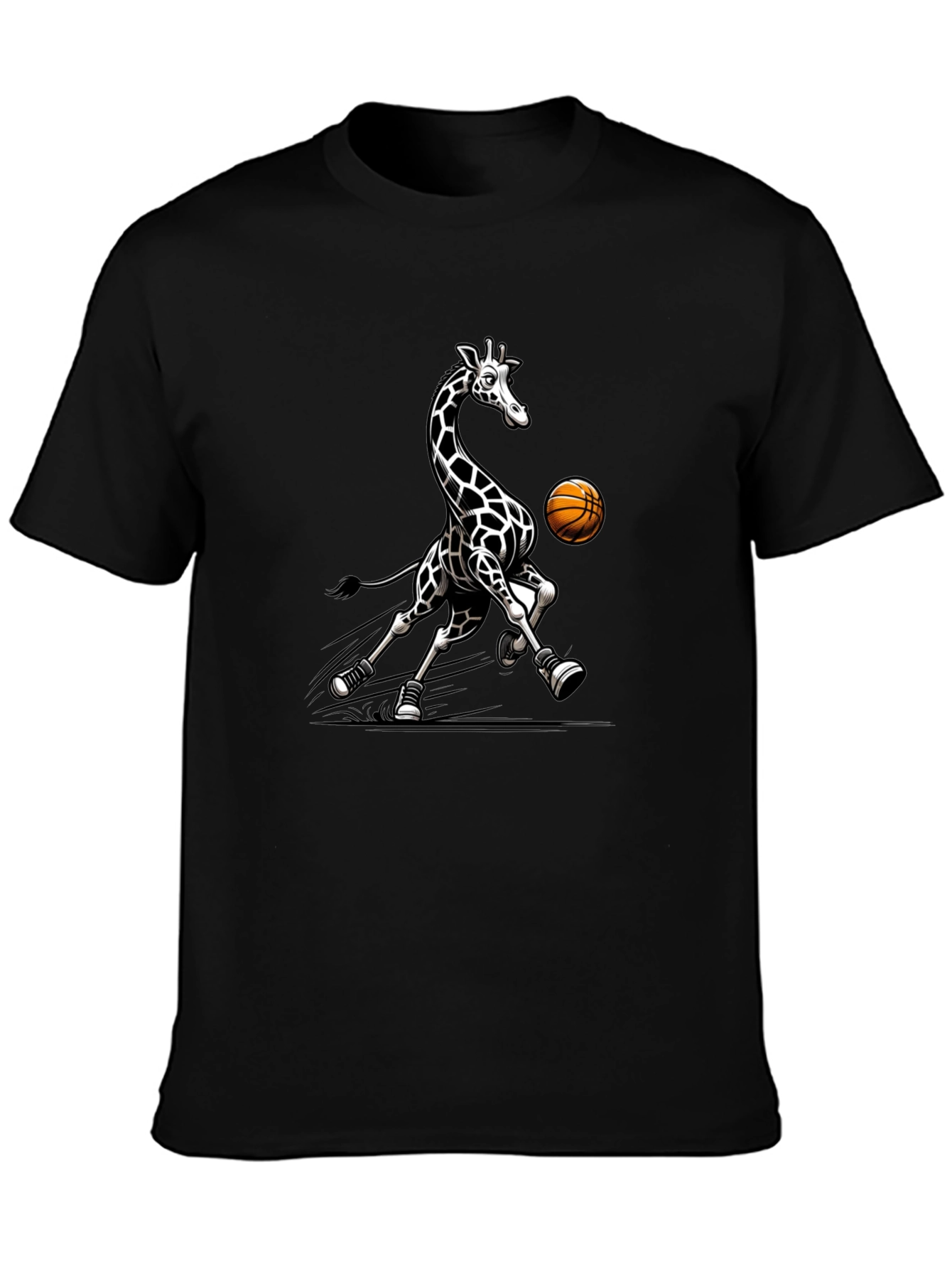 Black Giraffe Basketball Black T-Shirt view 3
