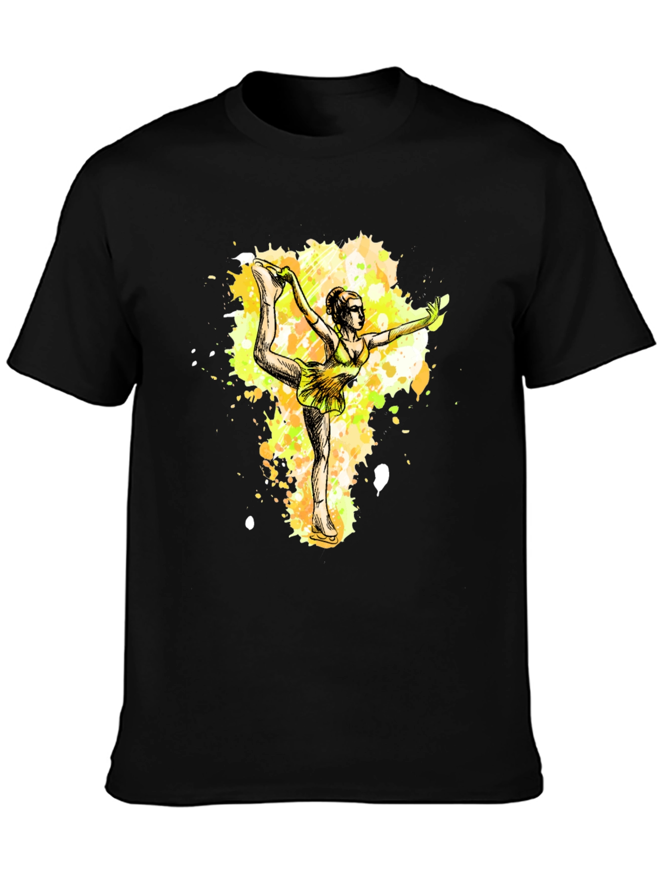 Black Figure Skater Graphic Tee - Black Cotton T-Shirt view 3