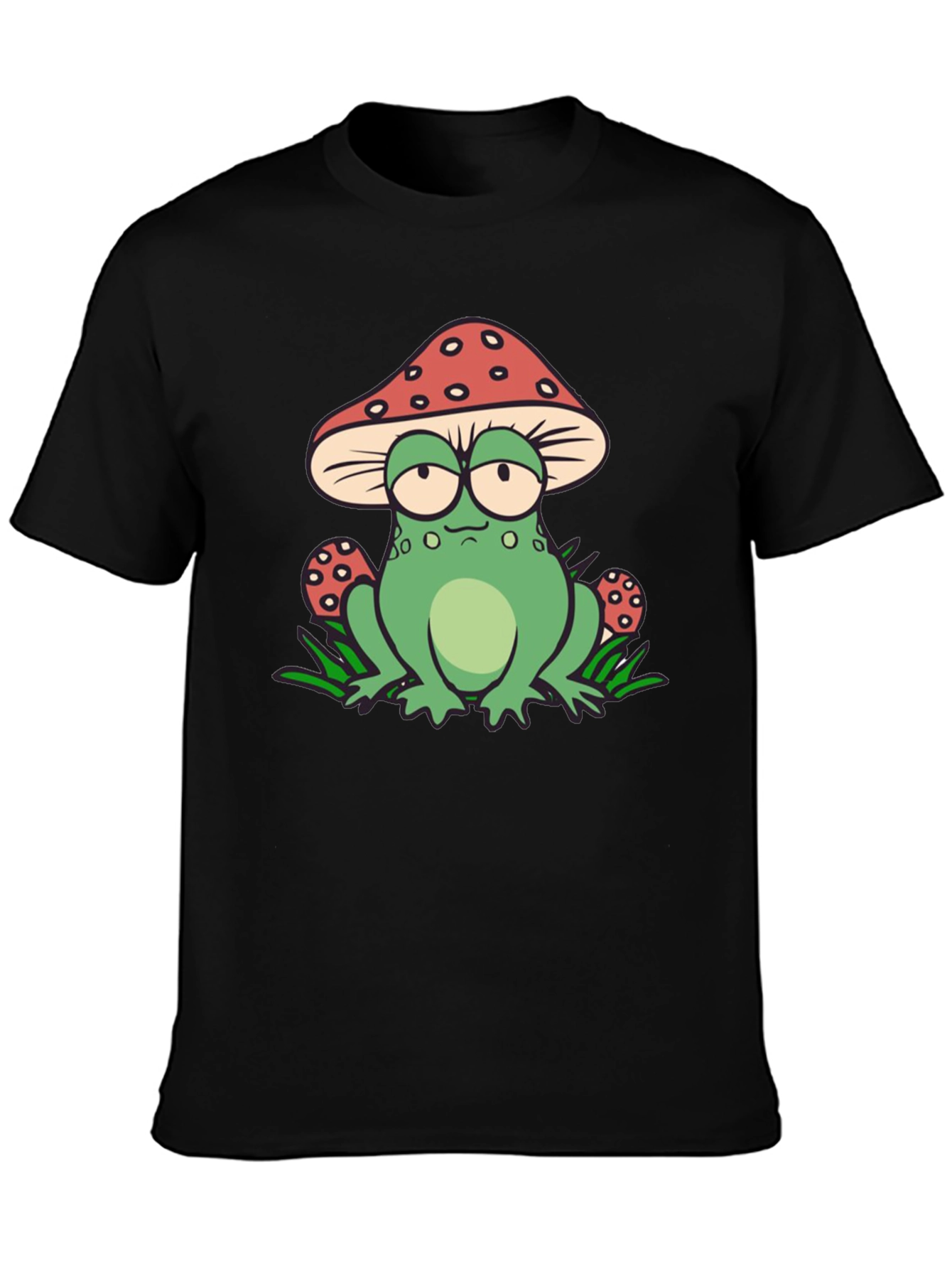Black Mushroom Frog Graphic Tee - Unique Novelty Shirt view 3
