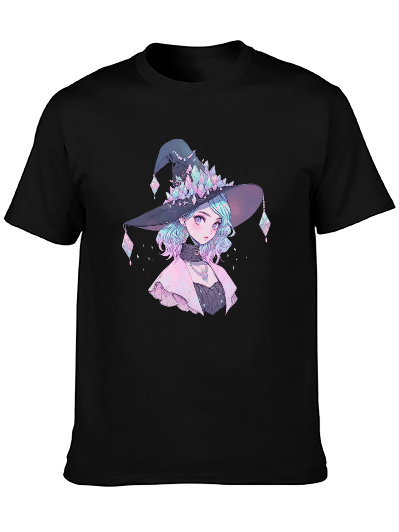 Black Anime Witch Graphic Tee - Stylish Unisex T-Shirt view 3