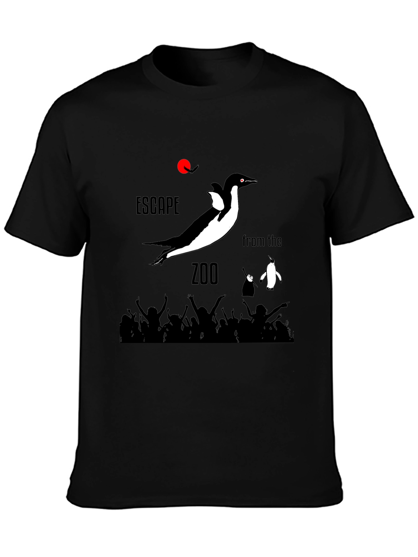 Black Escape from the Zoo Black Graphic T-Shirt view 3