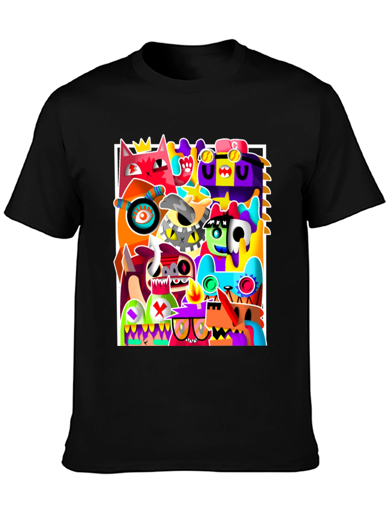 Black Abstract Art Graphic Print Black T-Shirt view 3