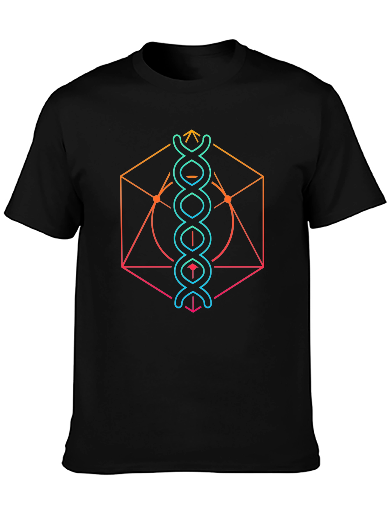 Black Geometric DNA Graphic Tee - Trendy Science Shirt view 3