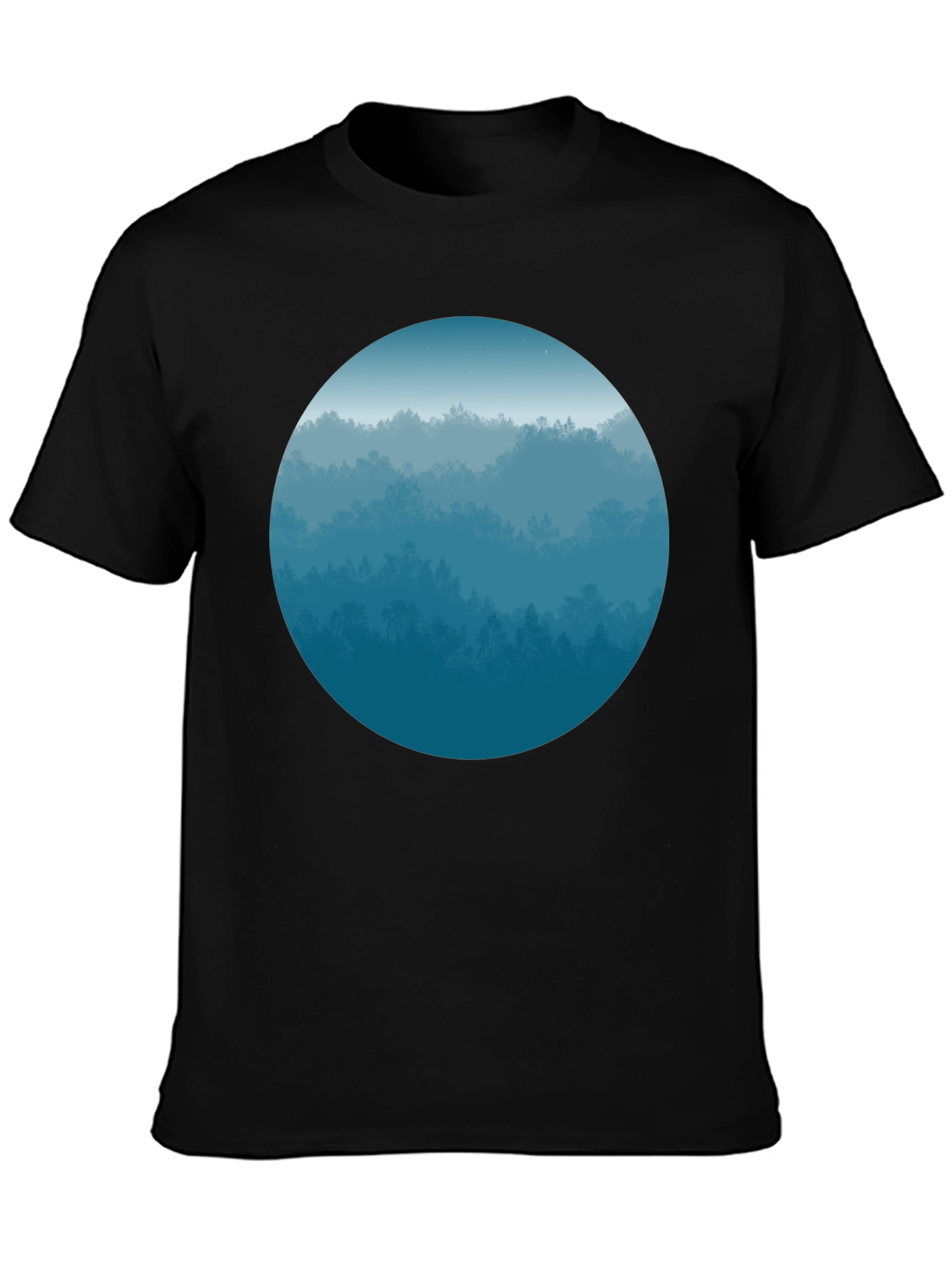 Black Blue Forest Circle Graphic Tee - Soft Style view 3
