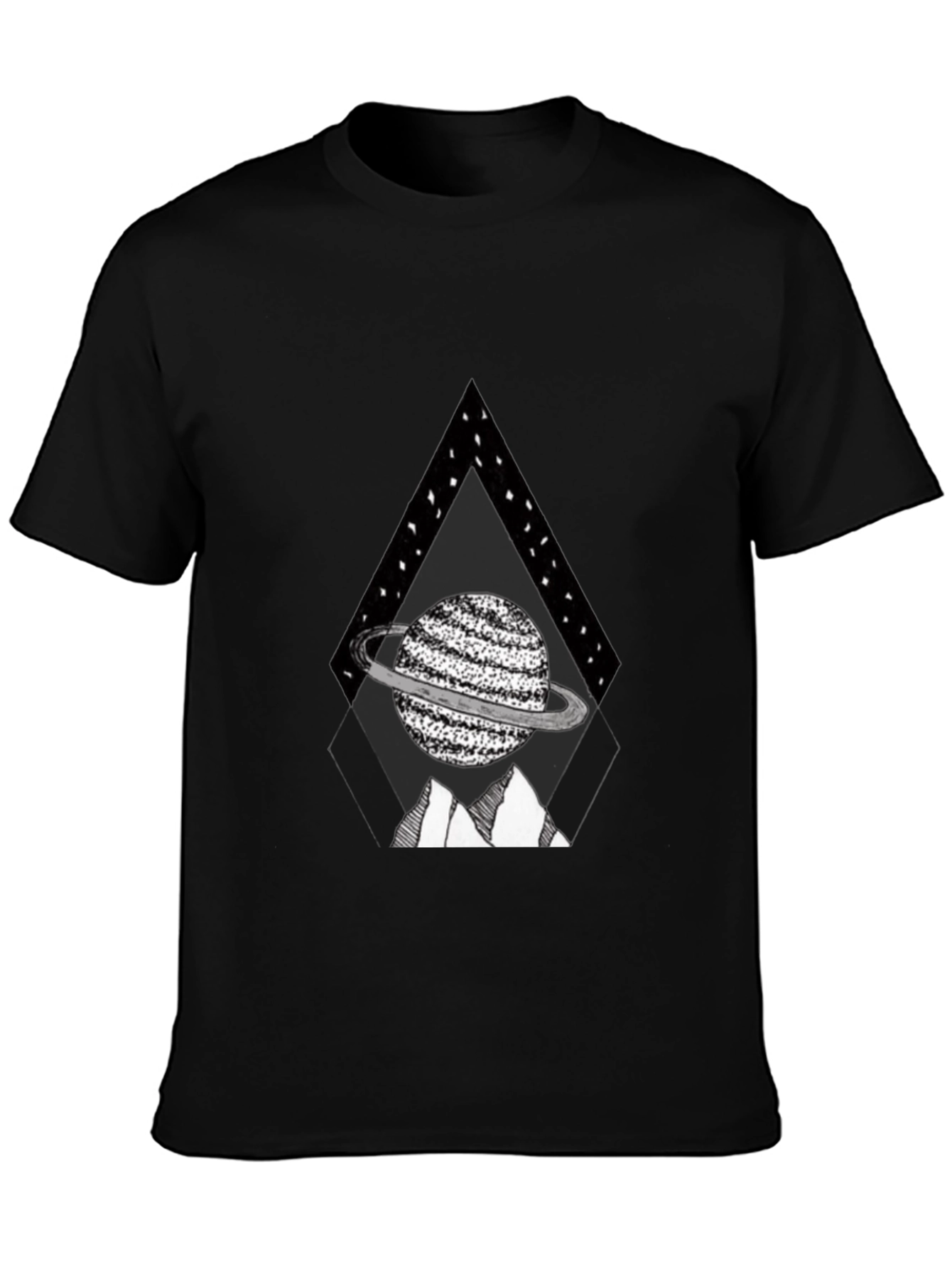 Black Planet Triangle Graphic Tee - Black Casual Shirt view 3