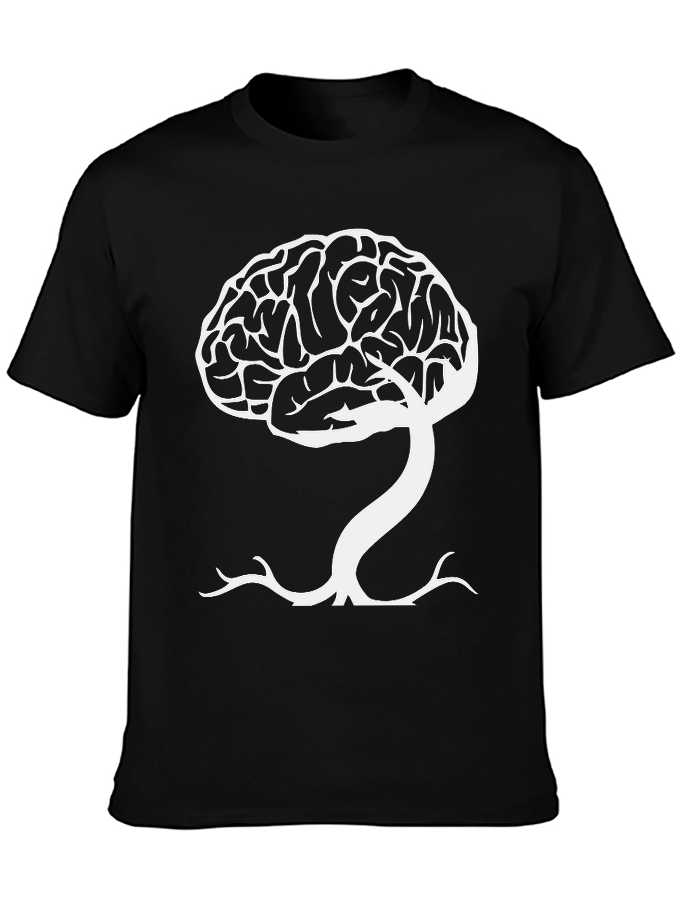 Black Brain Tree Graphic Tee - Black Cotton Blend T-Shirt view 3