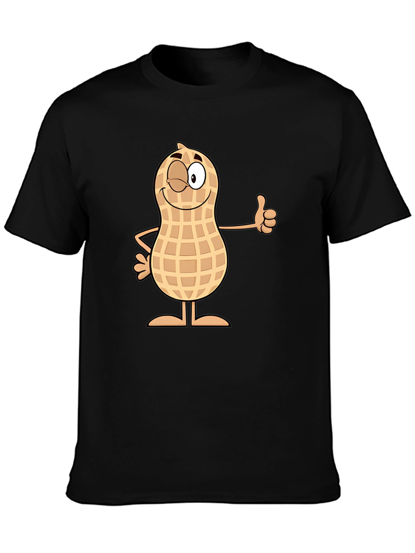 Black Funny Peanut Cartoon Black T-Shirt view 3