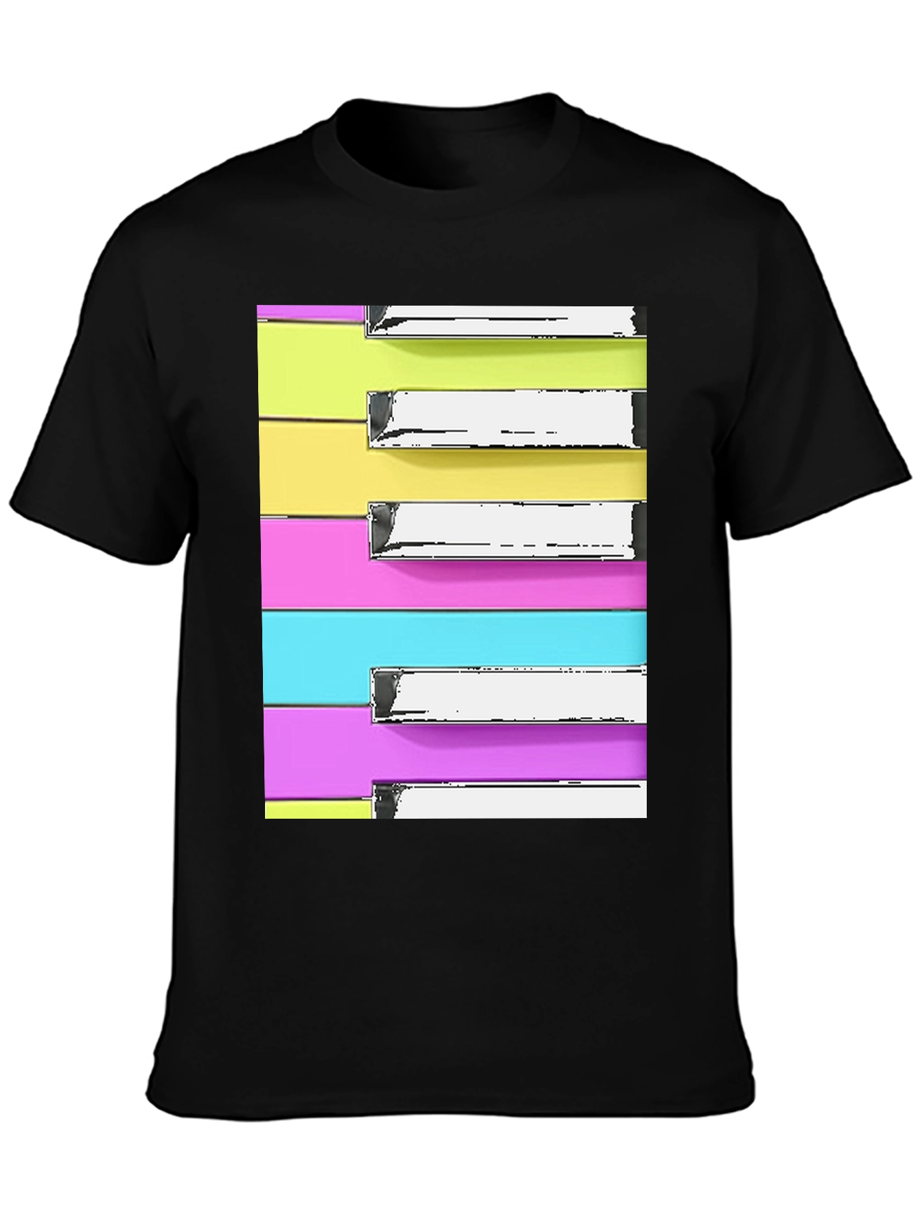 Black Piano Keys T-Shirt - Retro Colorful Music Tee view 3