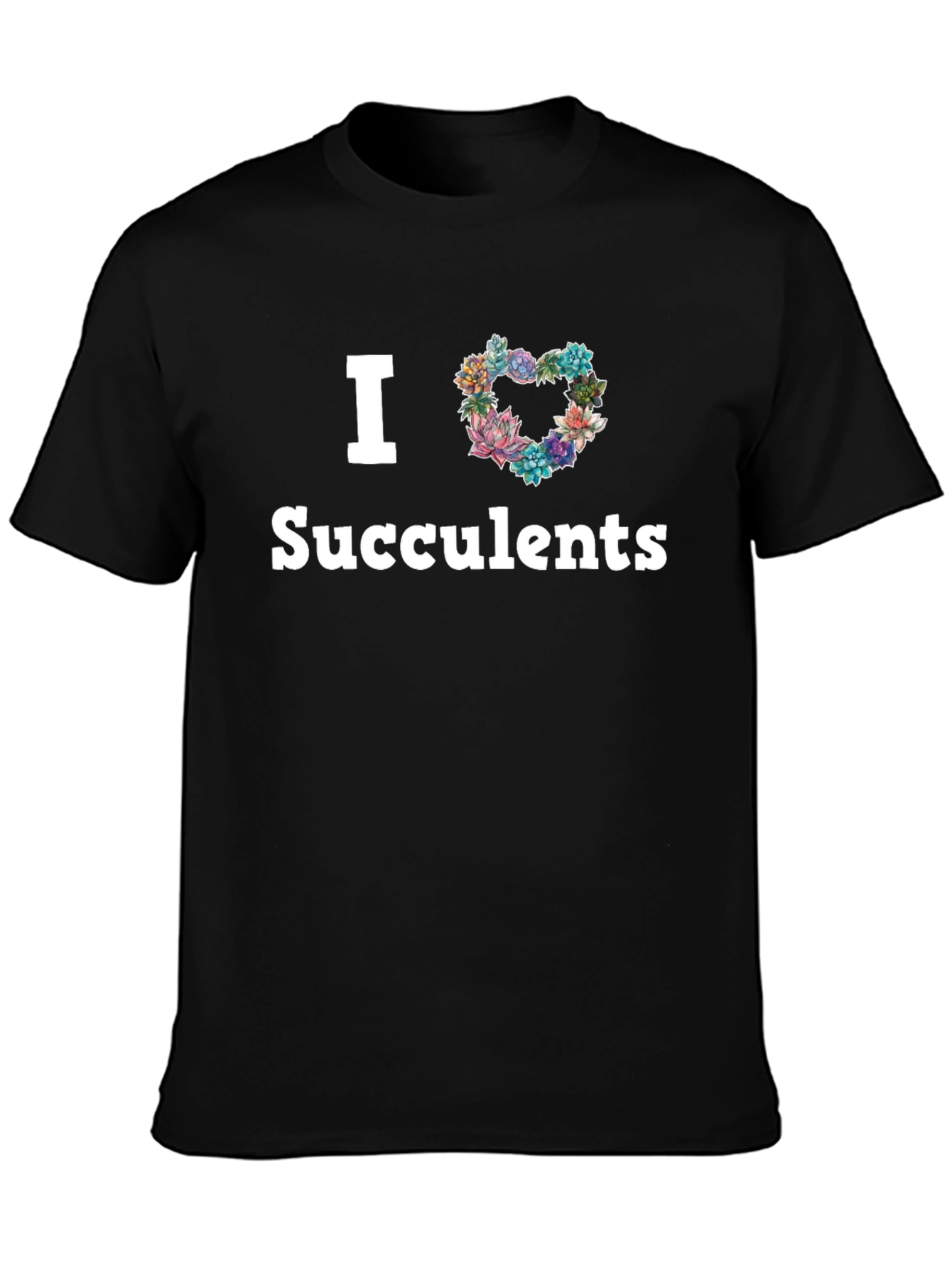 Black I Heart Succulents Graphic T-Shirt view 3