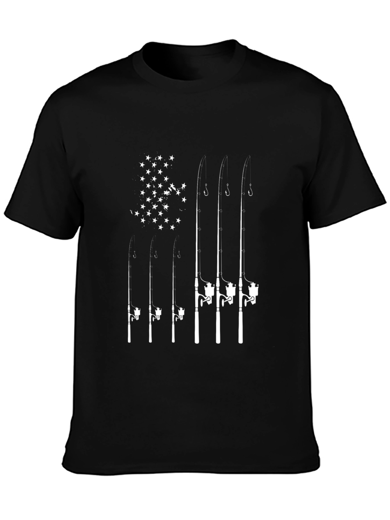 Black Fishing American Flag T-Shirt view 3