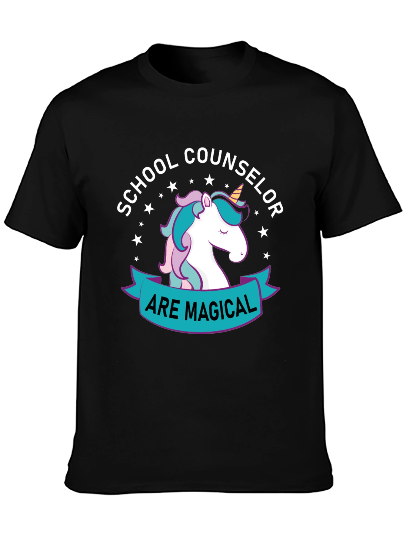 Black School Counselor Unicorn T-Shirt view 3