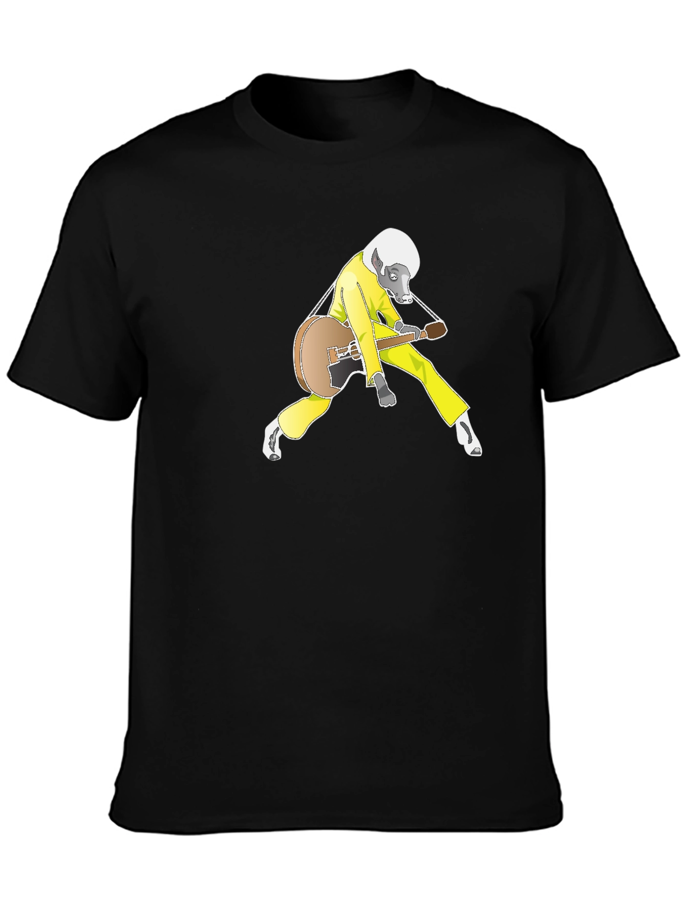 Black Cool Badger Guitarist Graphic Tee view 3