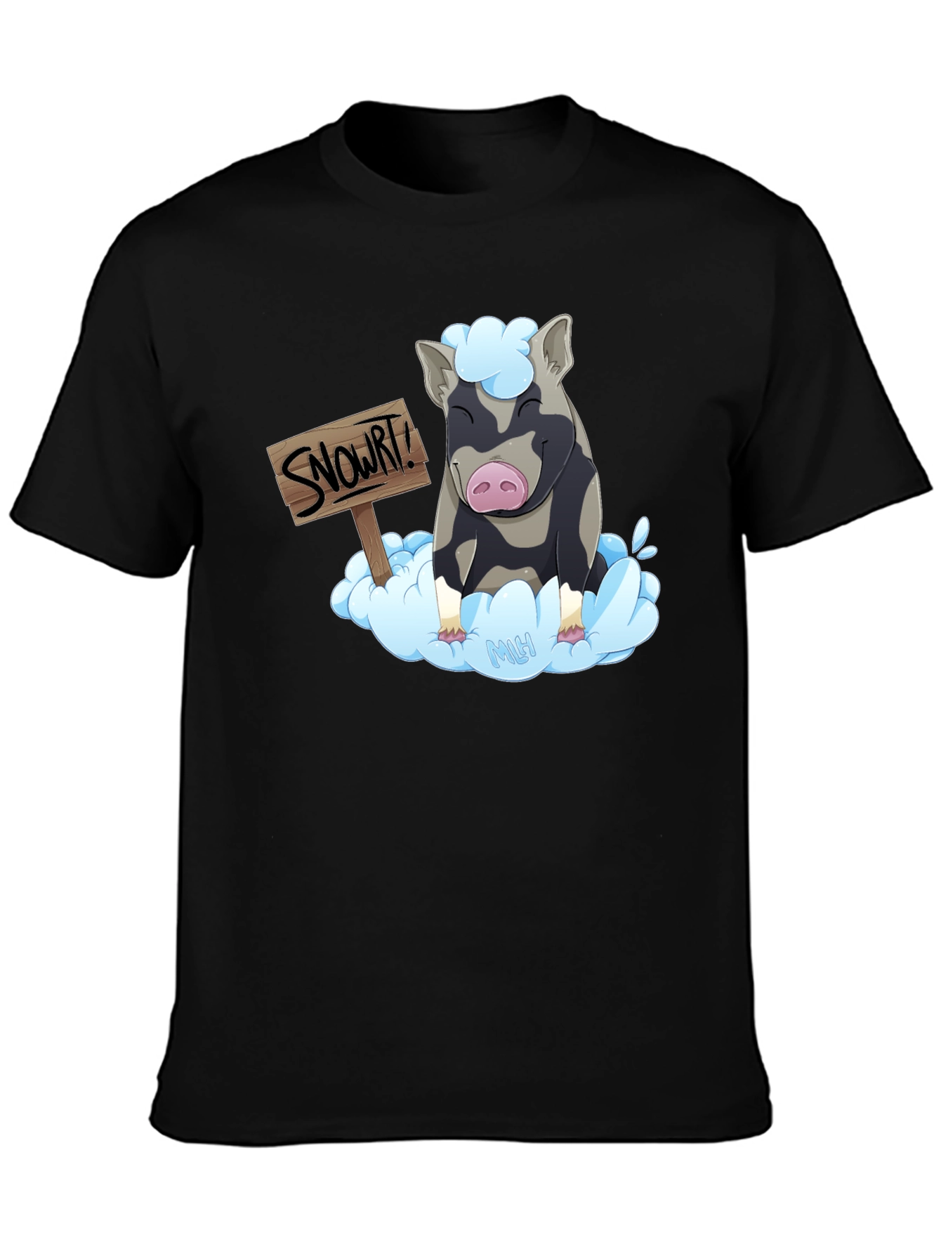 Black Snort! Pig Cloud T-Shirt - Men's Graphic Tee view 3