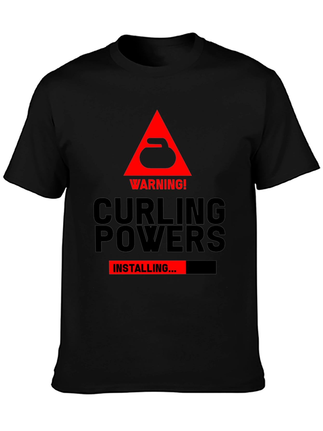 Black Curling Powers Installing Black T-Shirt view 3