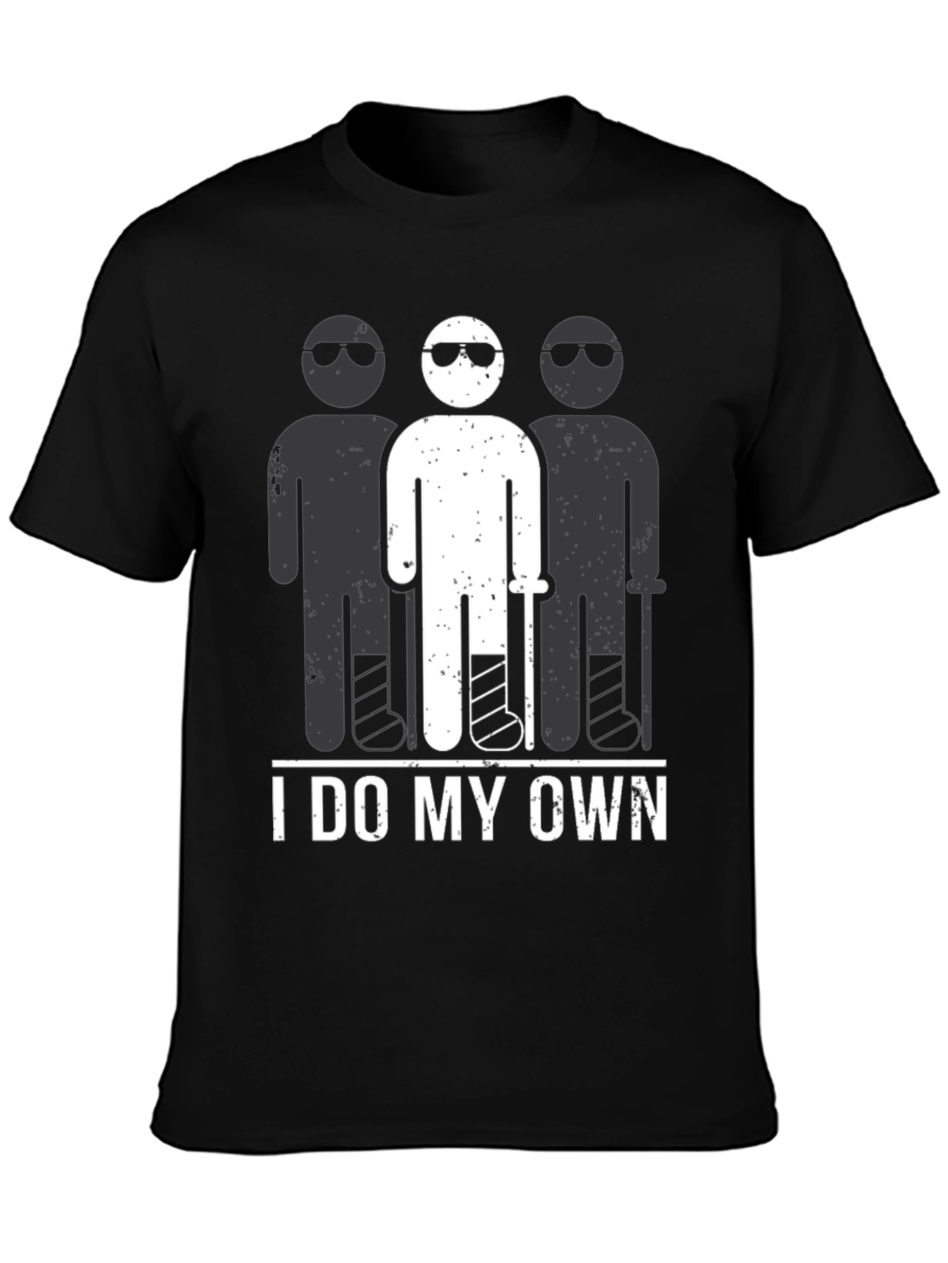 Black I Do My Own Stunts T-Shirt Funny Broken Leg view 3