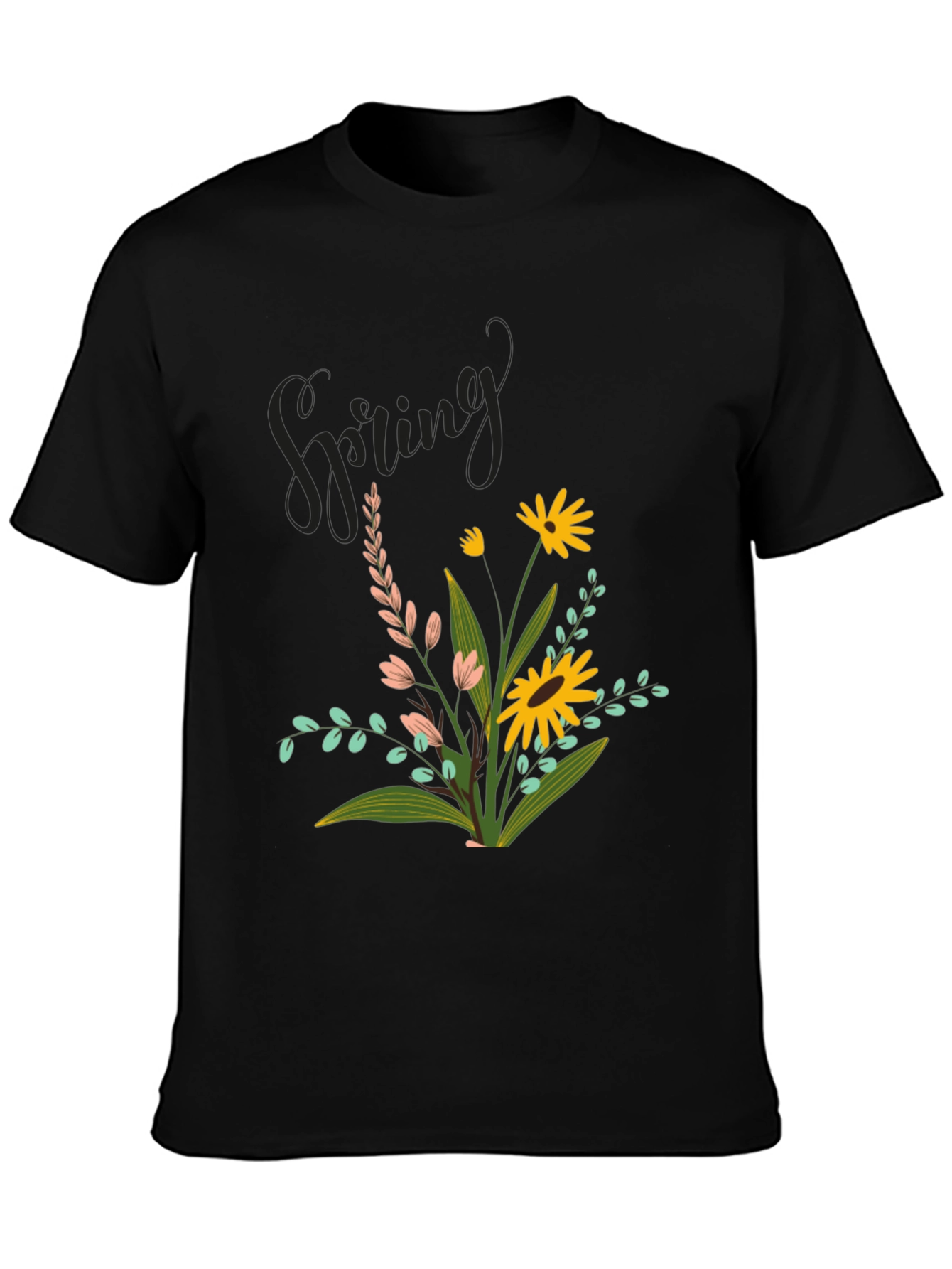 Black Spring Flower Graphic Tee view 3